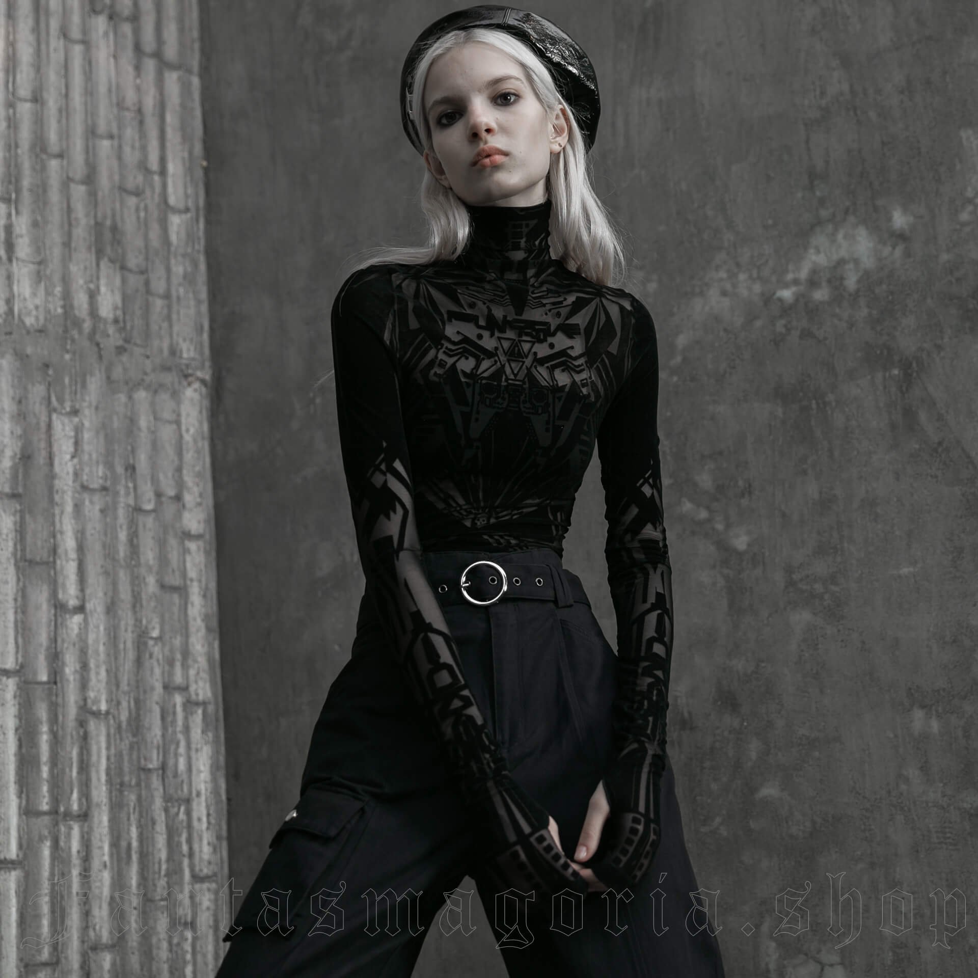Cyber Goth Mesh Top OPT 462 By PUNK RAVE Brand