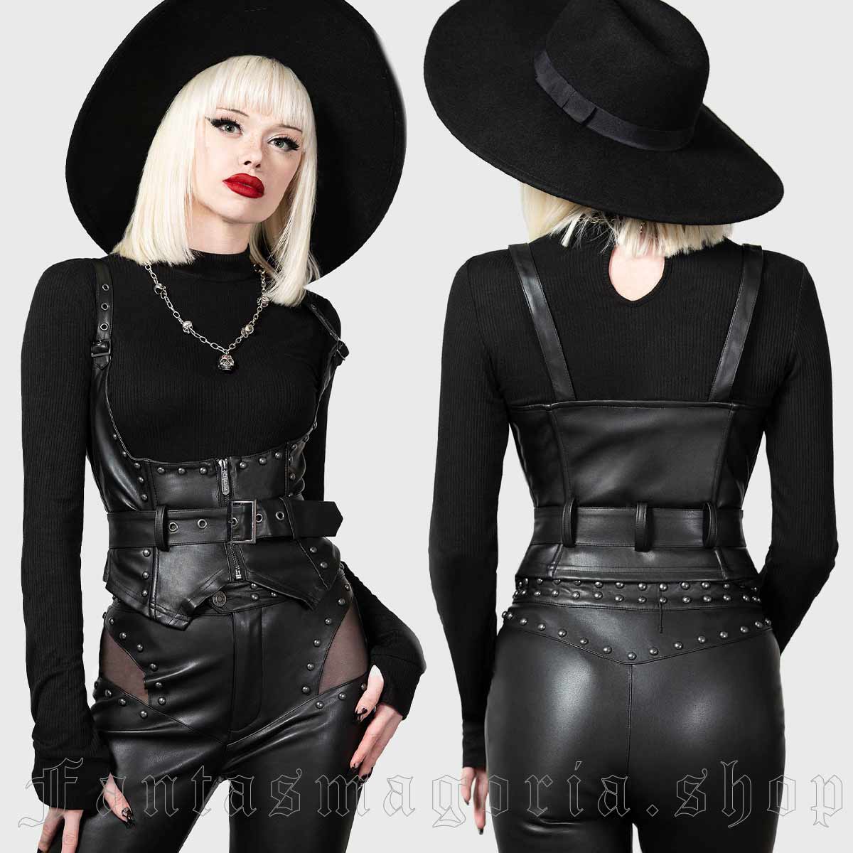 Black Leather Underbust Corset Dress