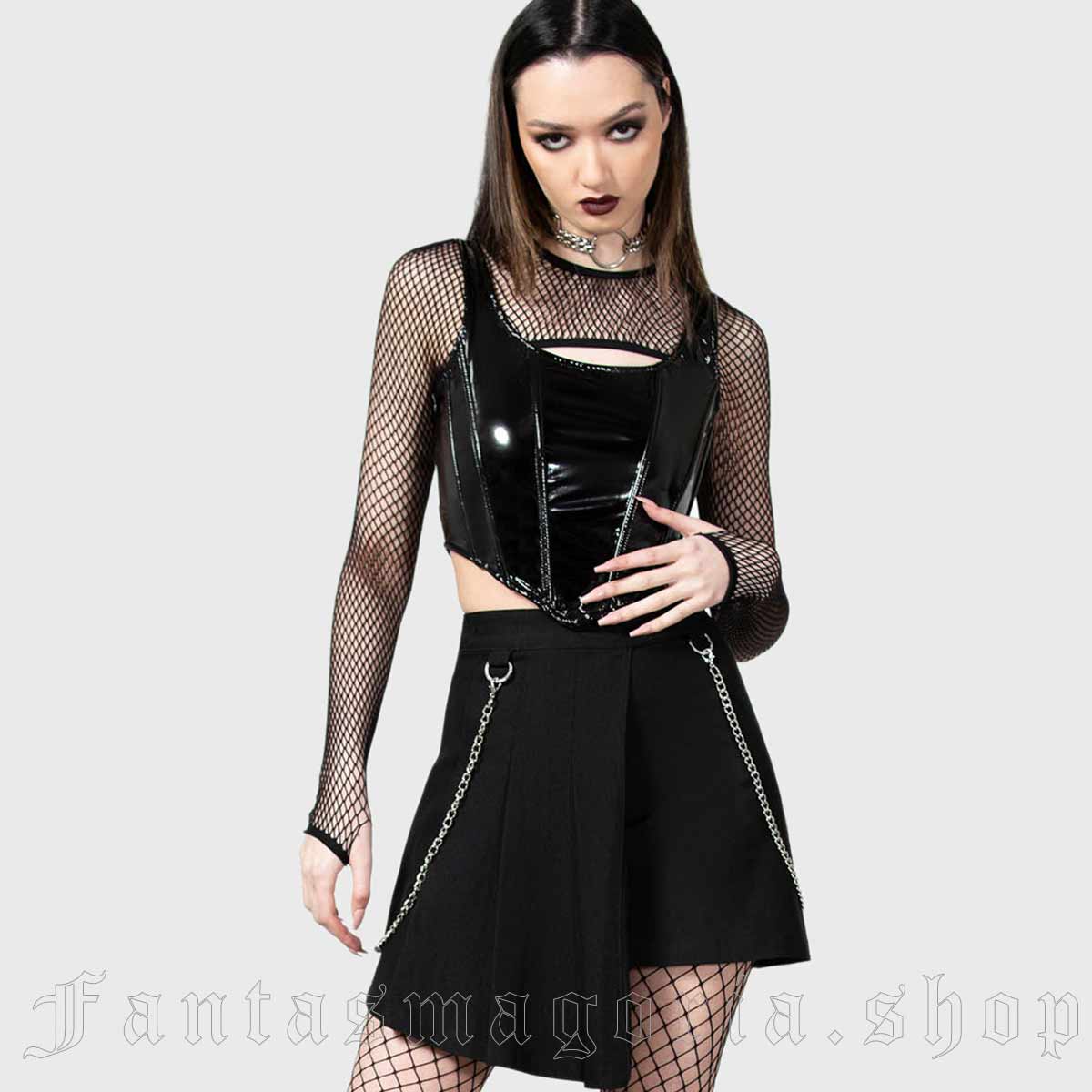 Women's Victorian Gothic Black Faux Leather Underbust Corset With