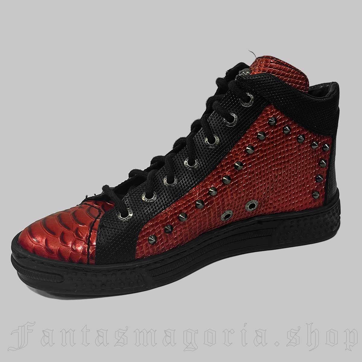 Red Rainbow Rings Spikes Punk Rock Mens High Top Sneakers Shoes