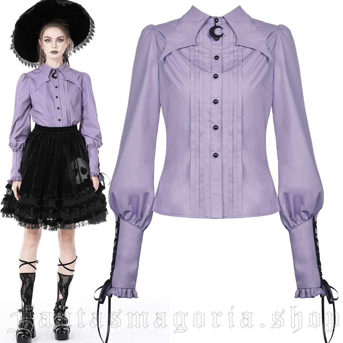Women's Gothic violet long sleeve flat collar shirt. - Dark in Love - IW095