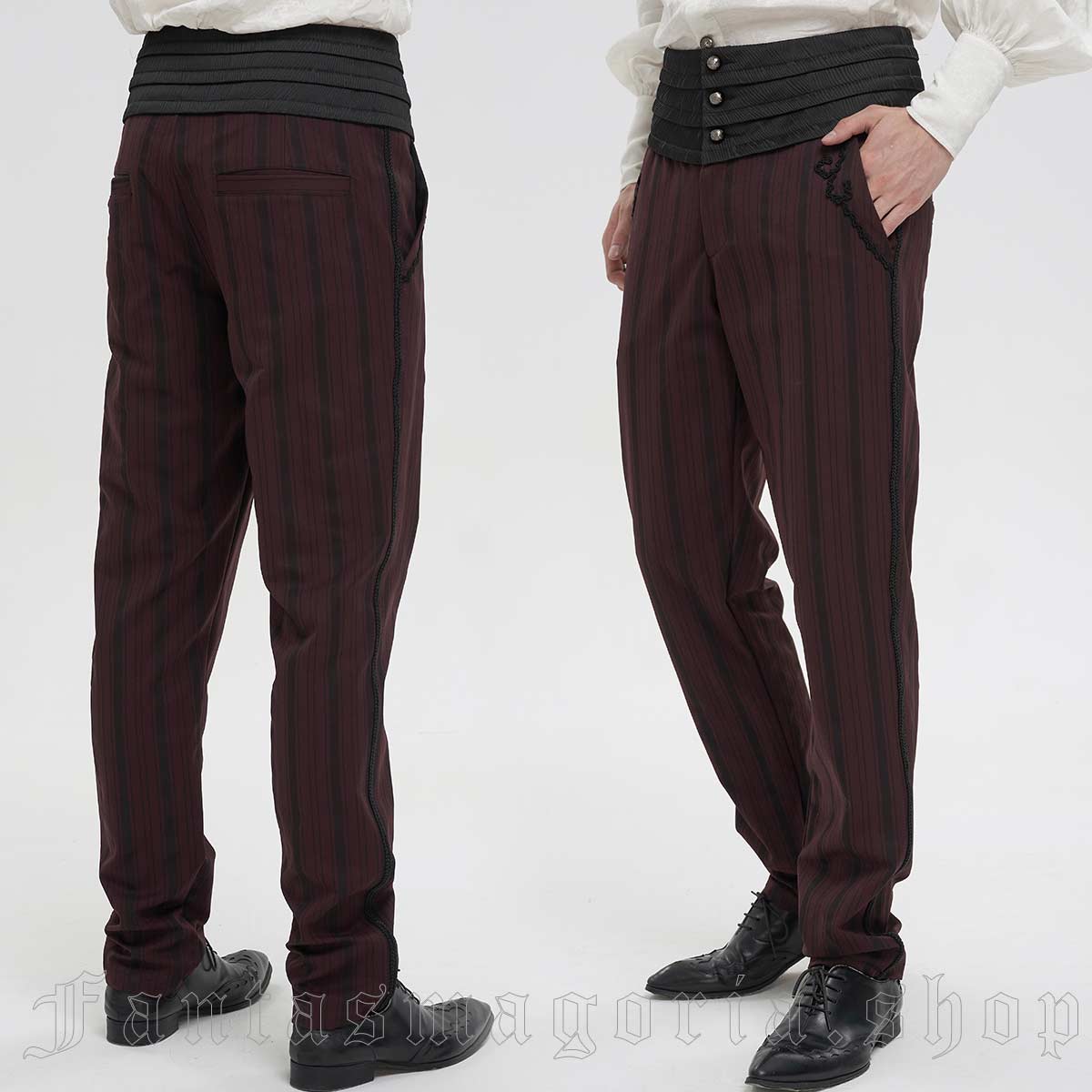 Agreus Striped Wine Trousers - Devil Fashion | Fantasmagoria.shop