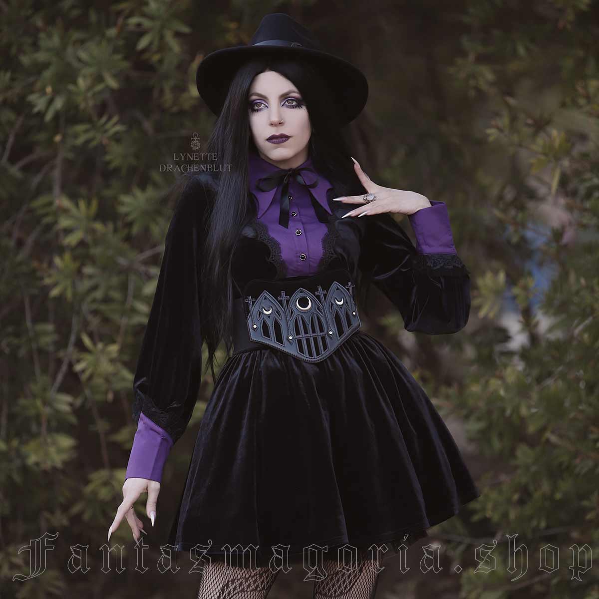 Romantic Gothic black velour dress.