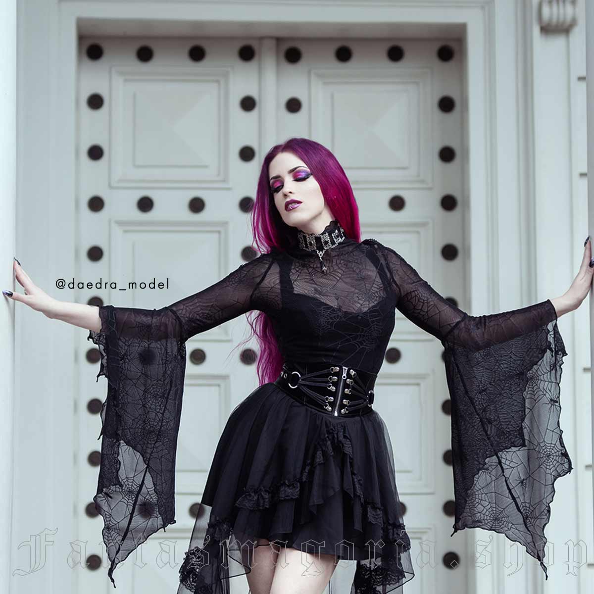 Gothic ghost frilly lace high low strap dress DW765 – DARK IN LOVE