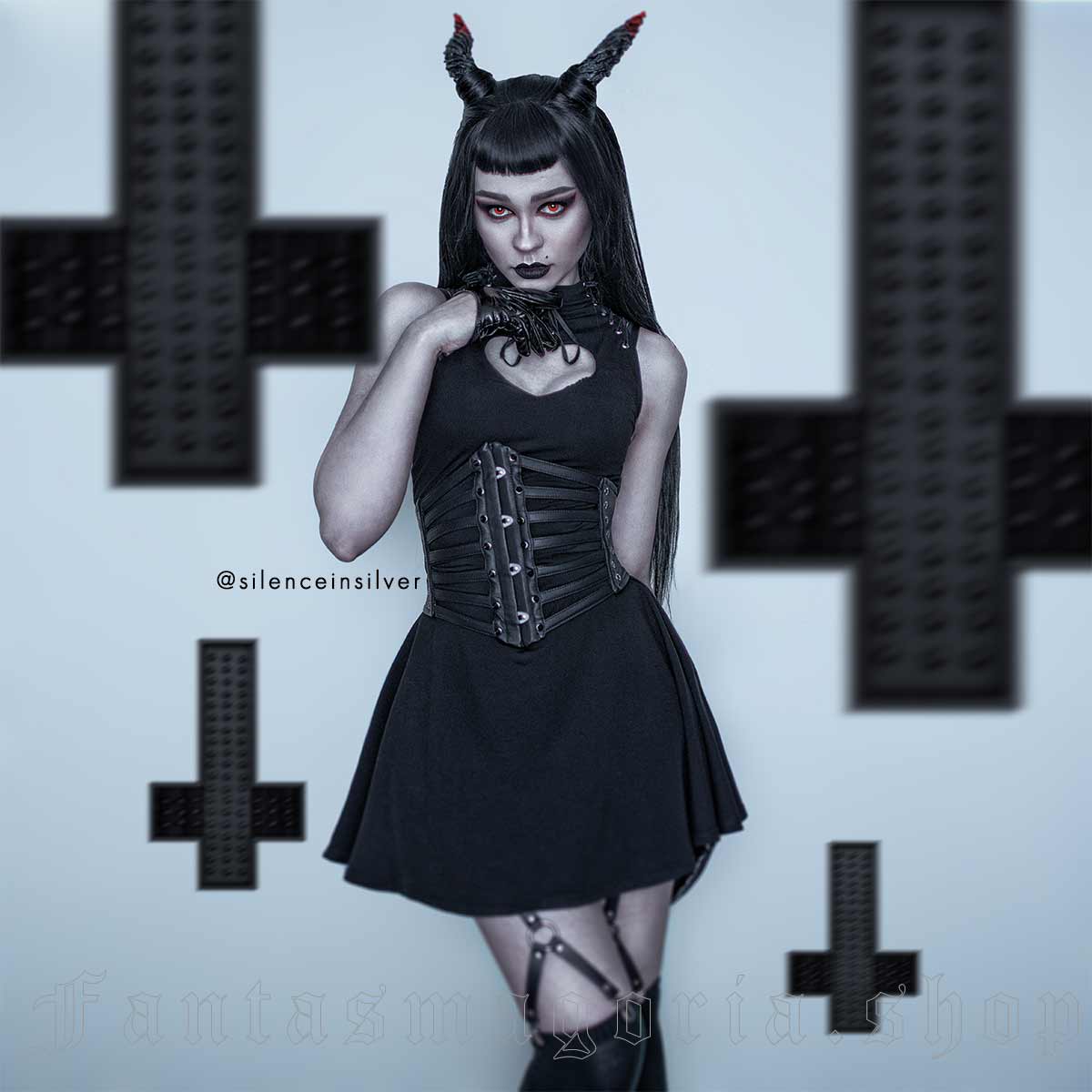 Restyle Venom Black Gothic Punk Emo Occult Witch Harness Corset