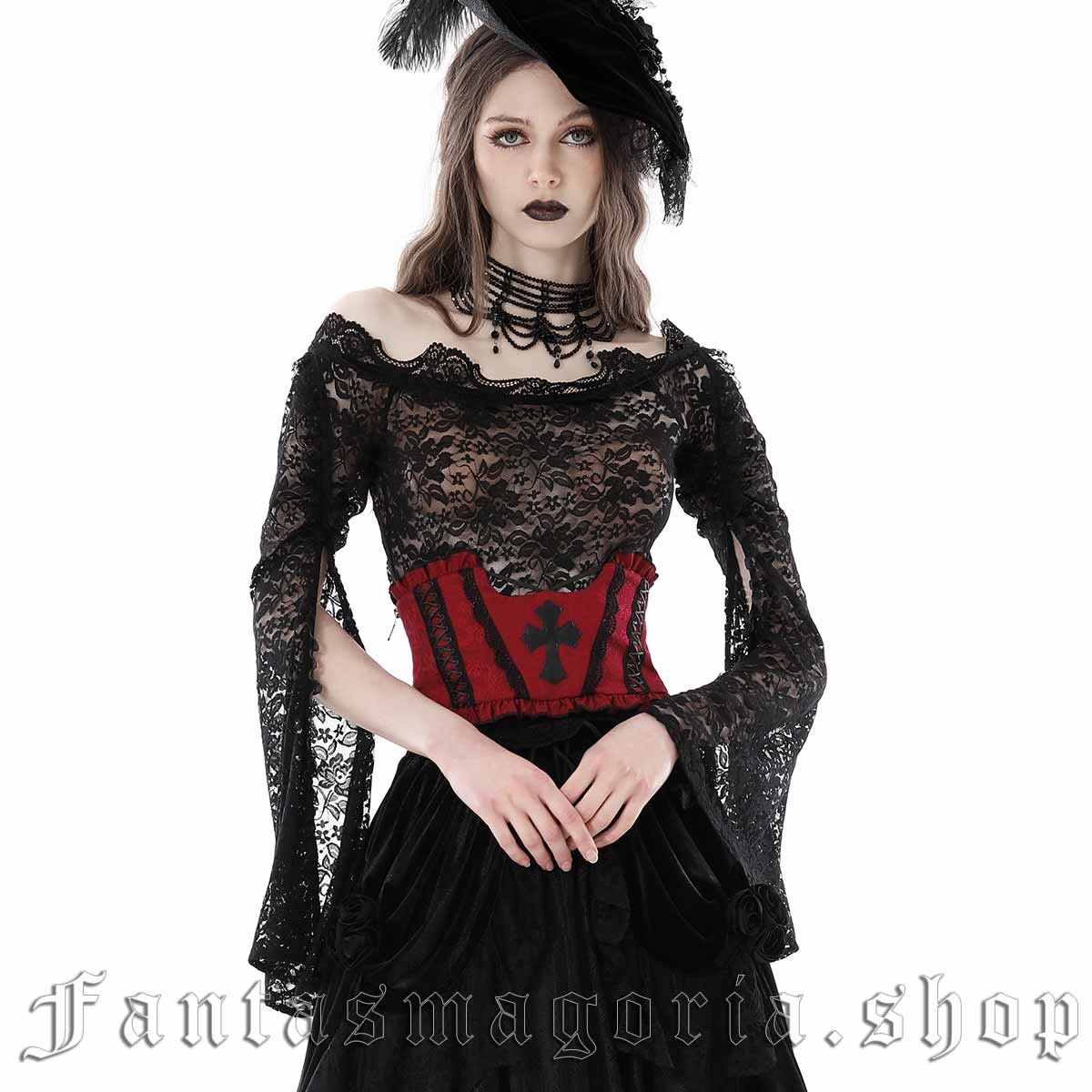 Gothic Women's Black Cotton Waist Cincher With Extreme