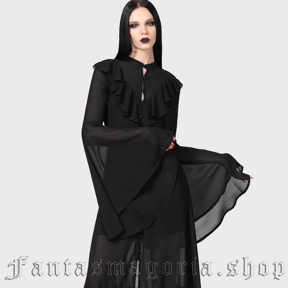 Women's Gothic Sexy Transparent Dress Mesh Maxi Dresses Sheer Flared  Nightdress