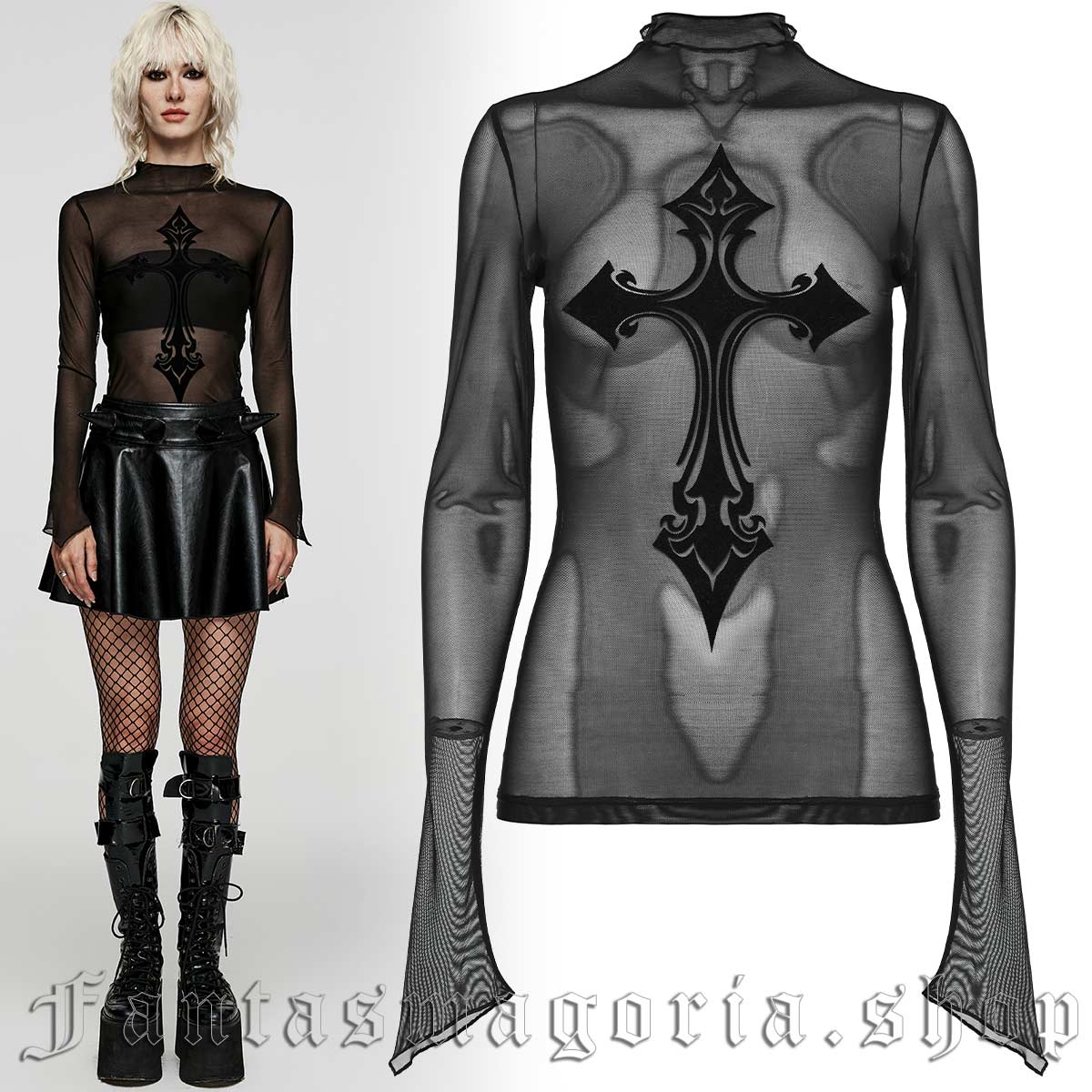 Devil Fashion Womens Gothic Leggings Black Flock Velvet Mesh Lace