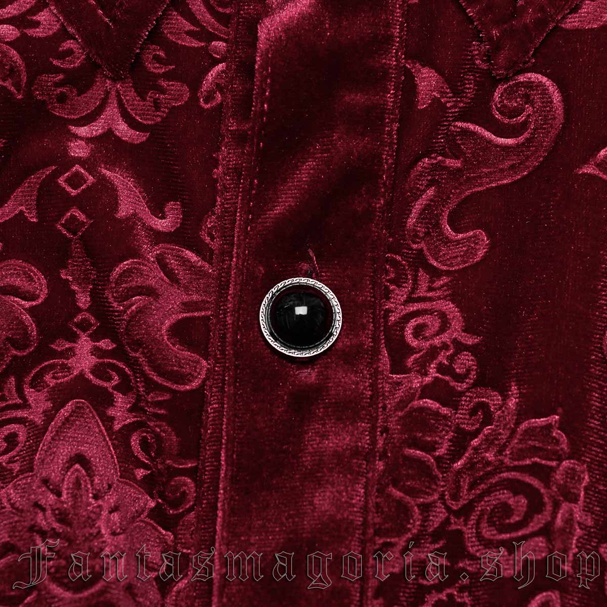 Gothic Vampire Red Velvet Shirt - Punk Rave | Fantasmagoria.shop