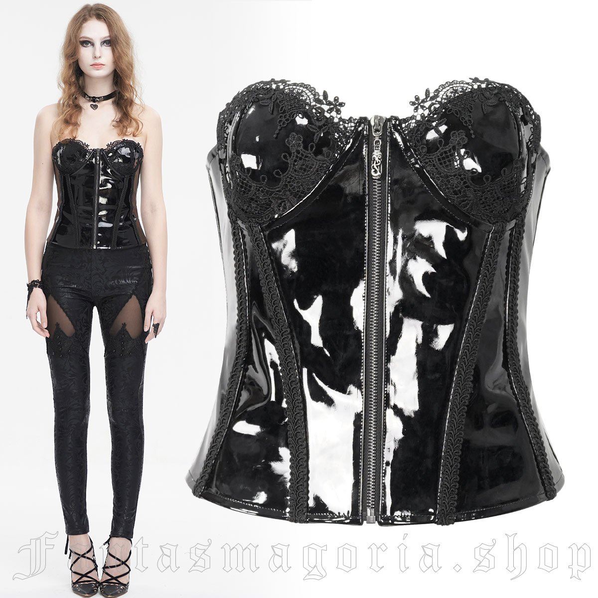 Angelique Black PVC Corset - Devil Fashion
