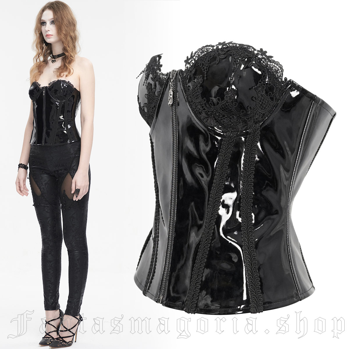 Angelique Black PVC Corset - Devil Fashion