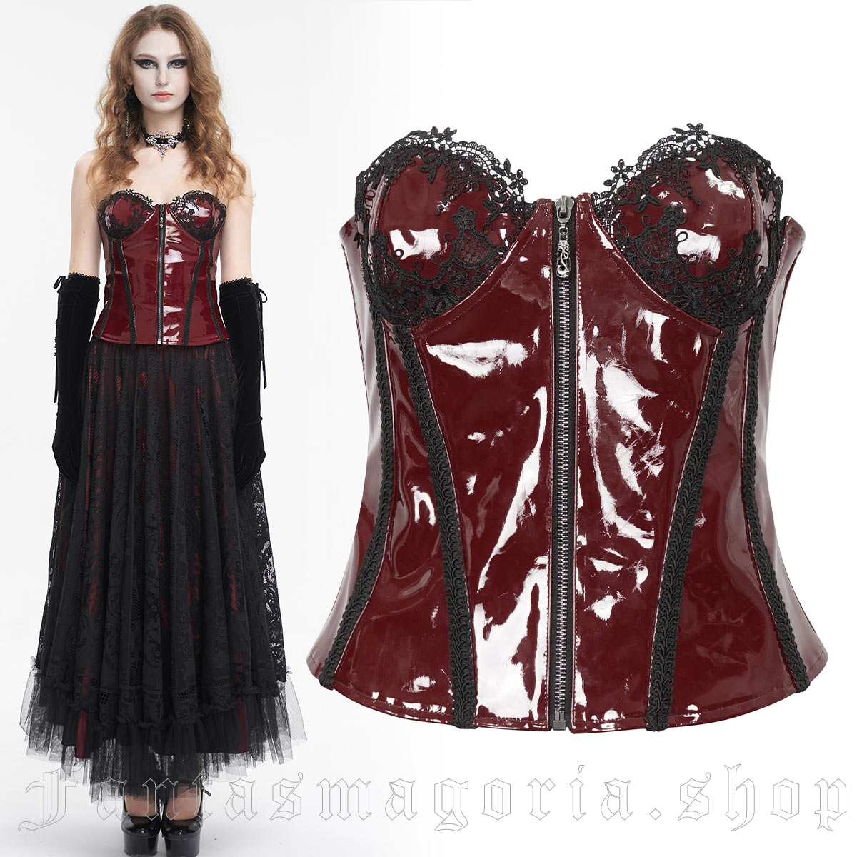 PVC corset with lace up back, plus size
