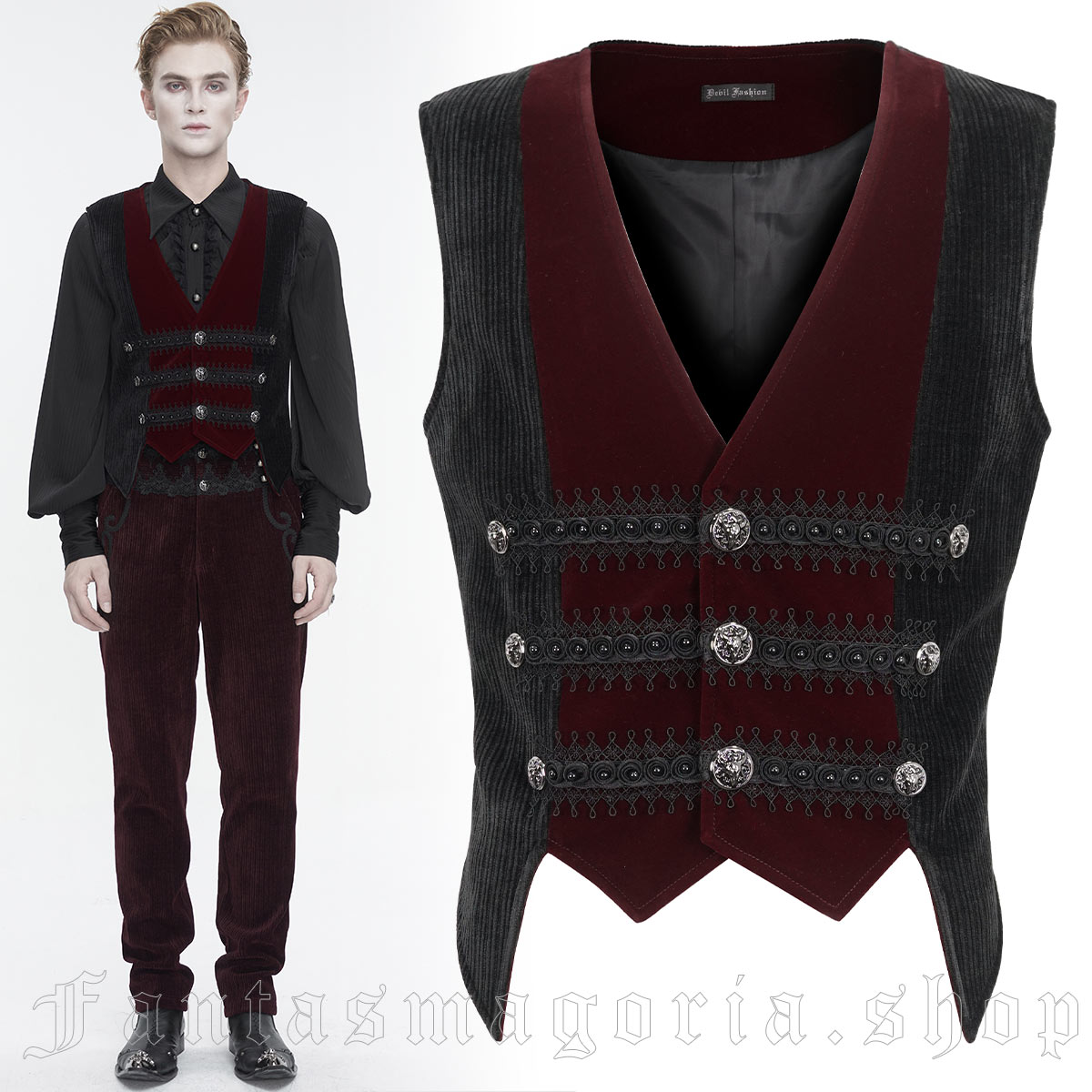 Taurus Black and Red Vest. - Devil Fashion - WT07902