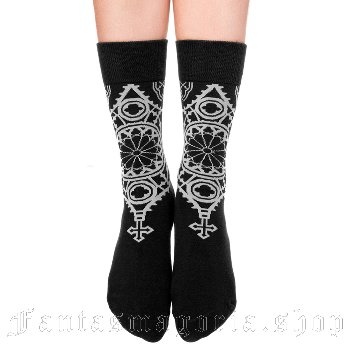 Gothic black ornate jacquard socks. - Restyle - RES5900949917719