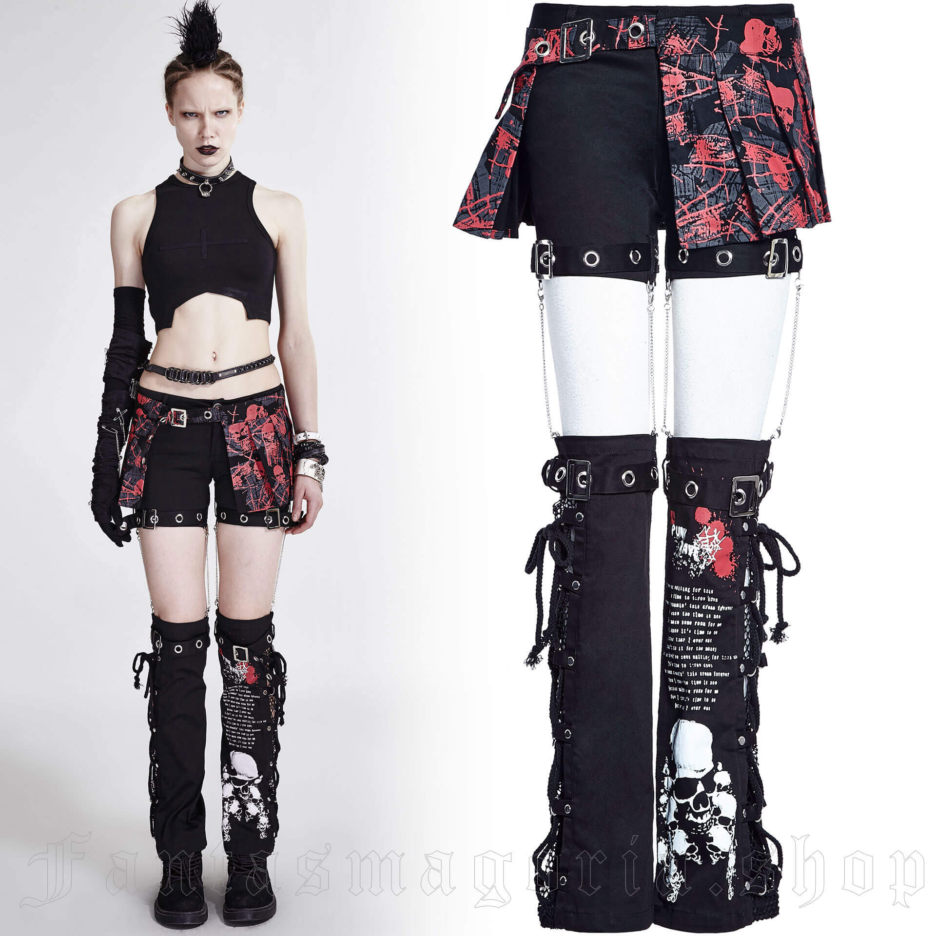 Madgirl Shorts Skirt & Legwarmers Set - Punk Rave - K-097 1