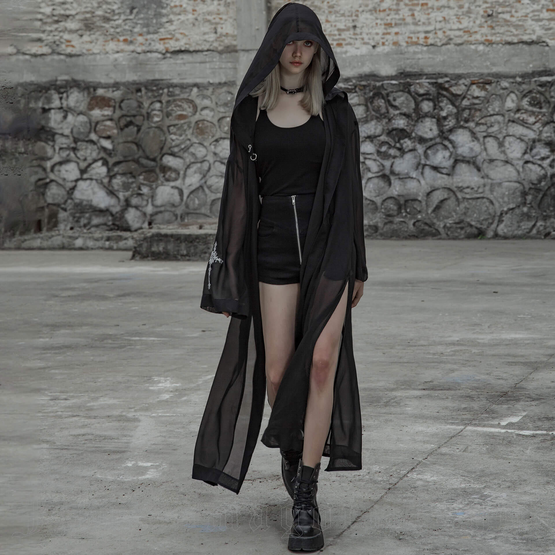 Women's Mesh Dress Sexy Gothic Punk Night Dress Robe Bikini Cover Up  Clubwear