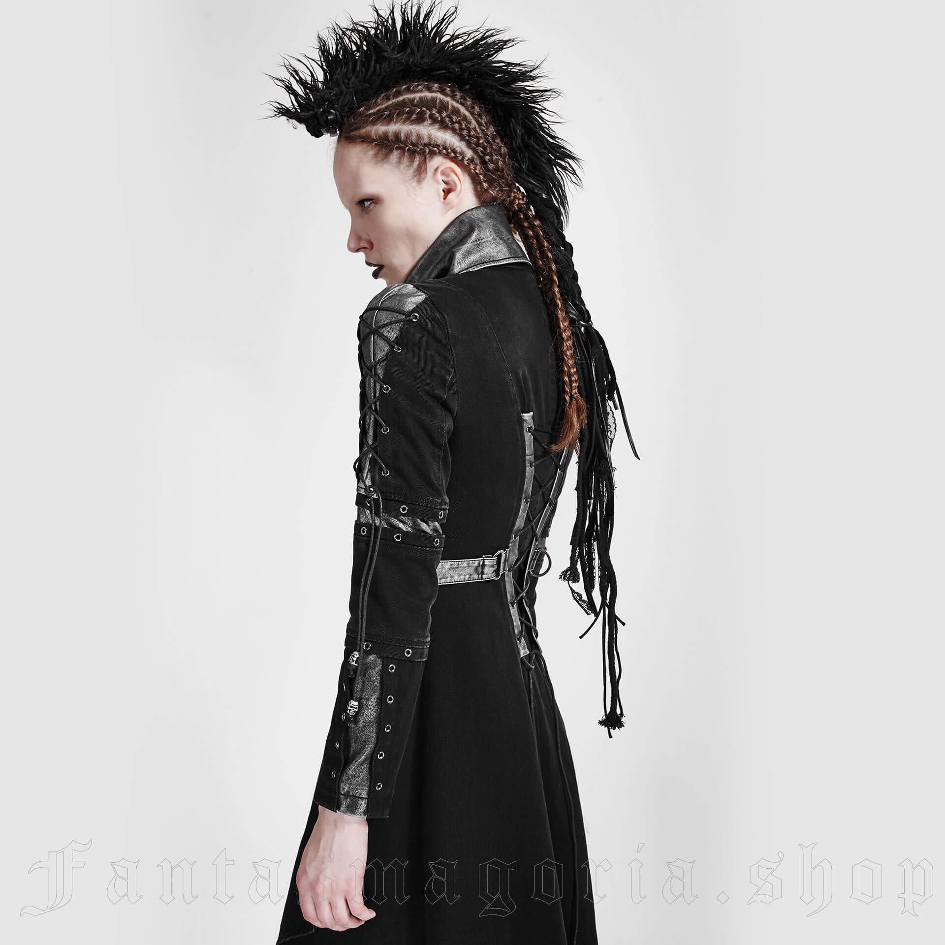 Stylish Black Hooded Gothic Coat, Apocalyptic, Witch, Cyberpunk Punk Rave  WY-964
