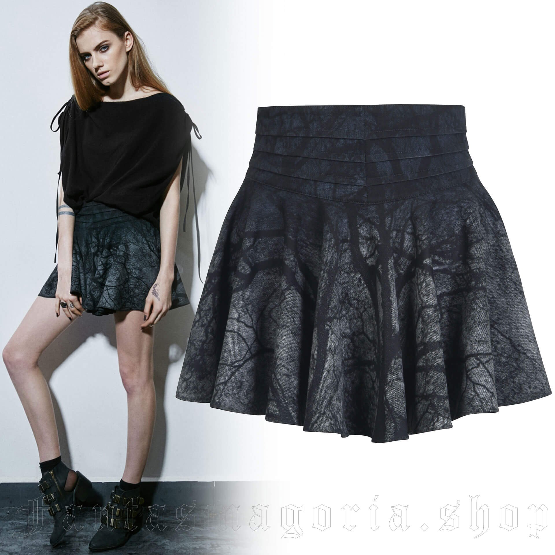 Black Metal Mini Skirt - Punk Rave - PQ-110 1