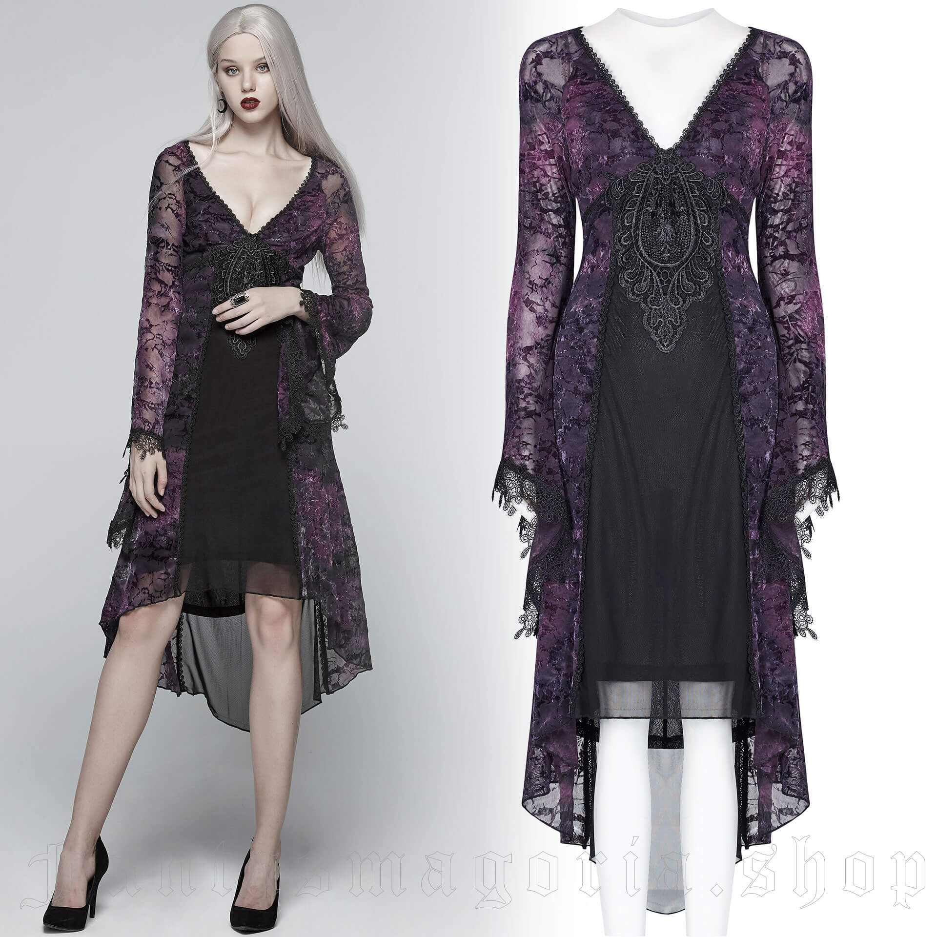 Opium Black-Purple Dress - Punk Rave - OQ-388/BK-VI 1