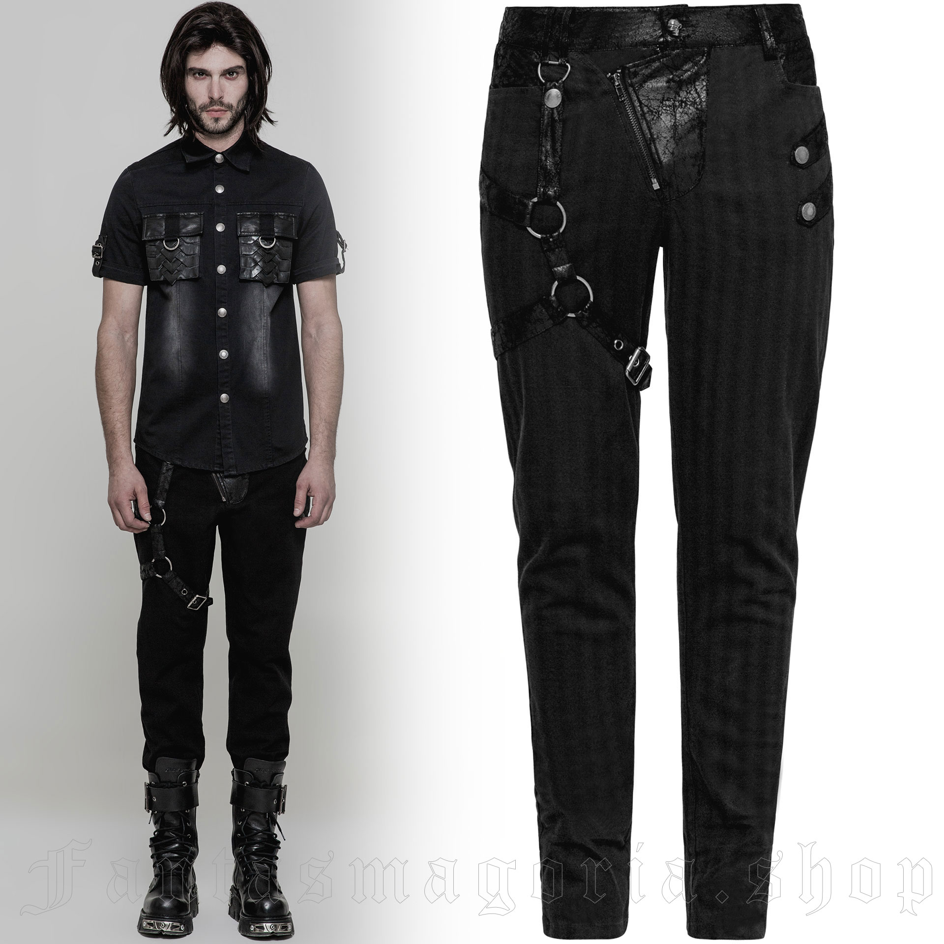 Dracarys Black-Dark Gray Striped Trousers - Punk Rave - WK-323/BK 1