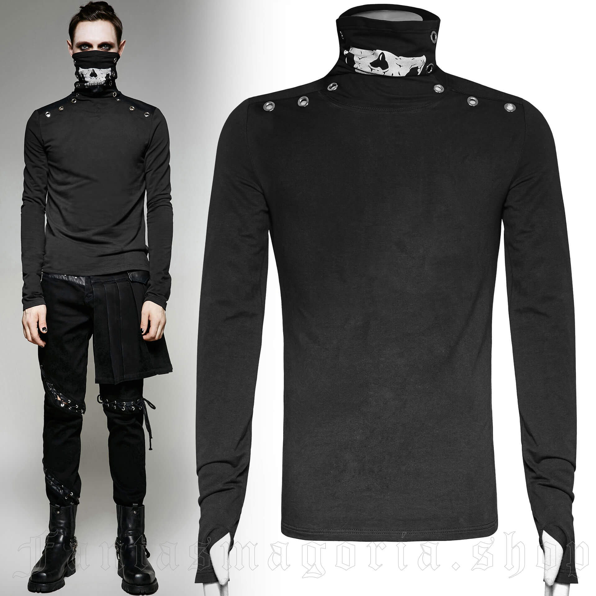 Long-sleeves turtleneck top by Punk Rave.. Punk Rave T-439.