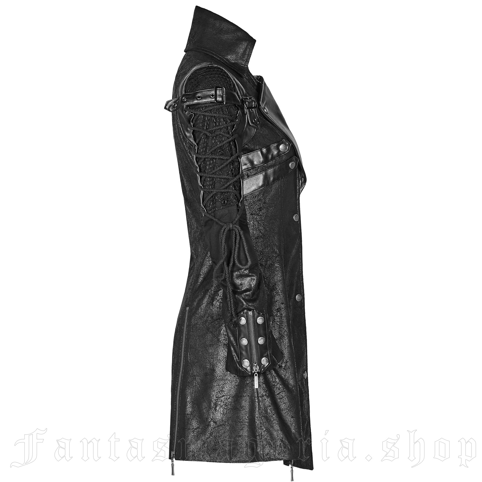 Punk Accessories Leather PU Vest, Black / F.2XL