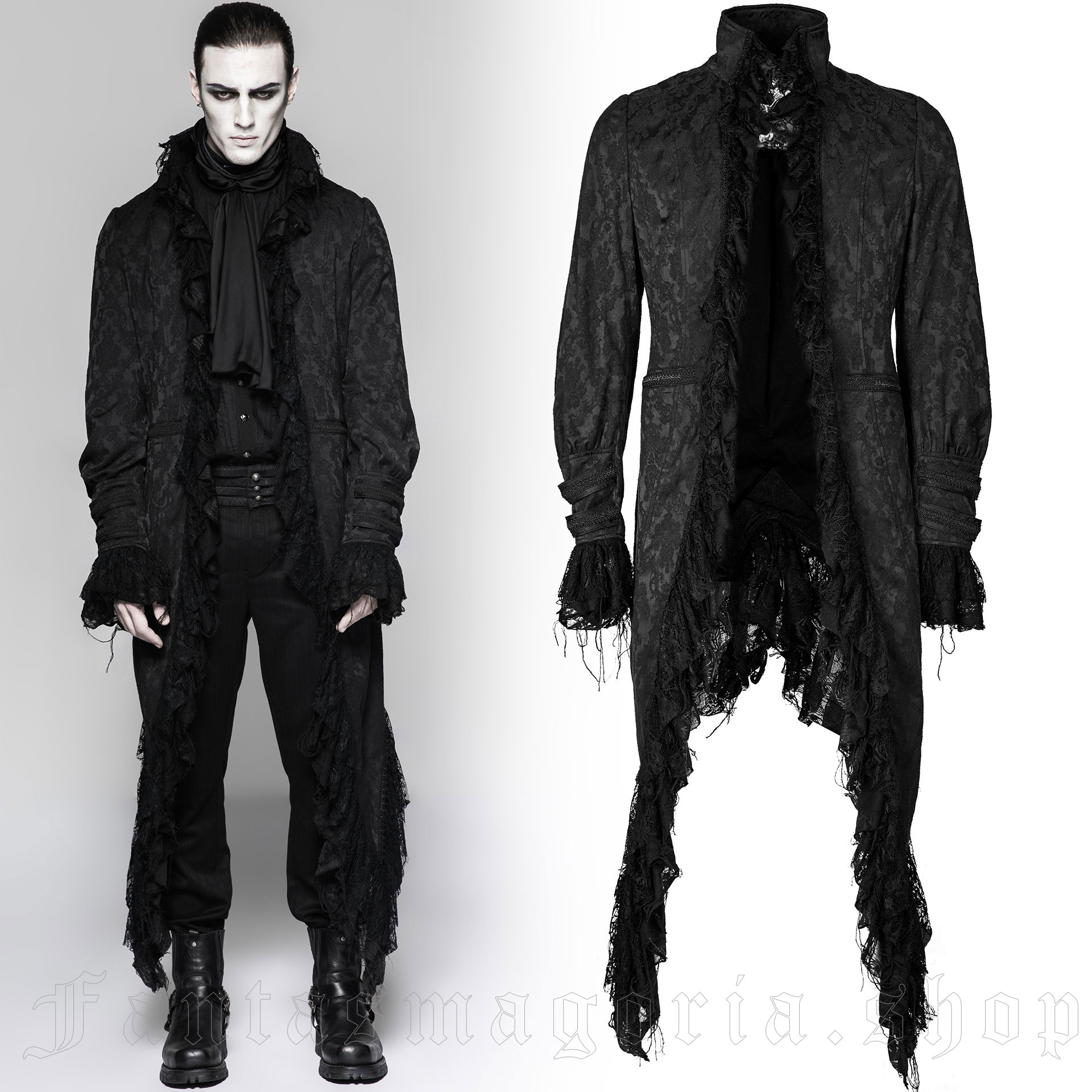 Black jacquard jacket by Punk Rave.. Punk Rave Y-759.