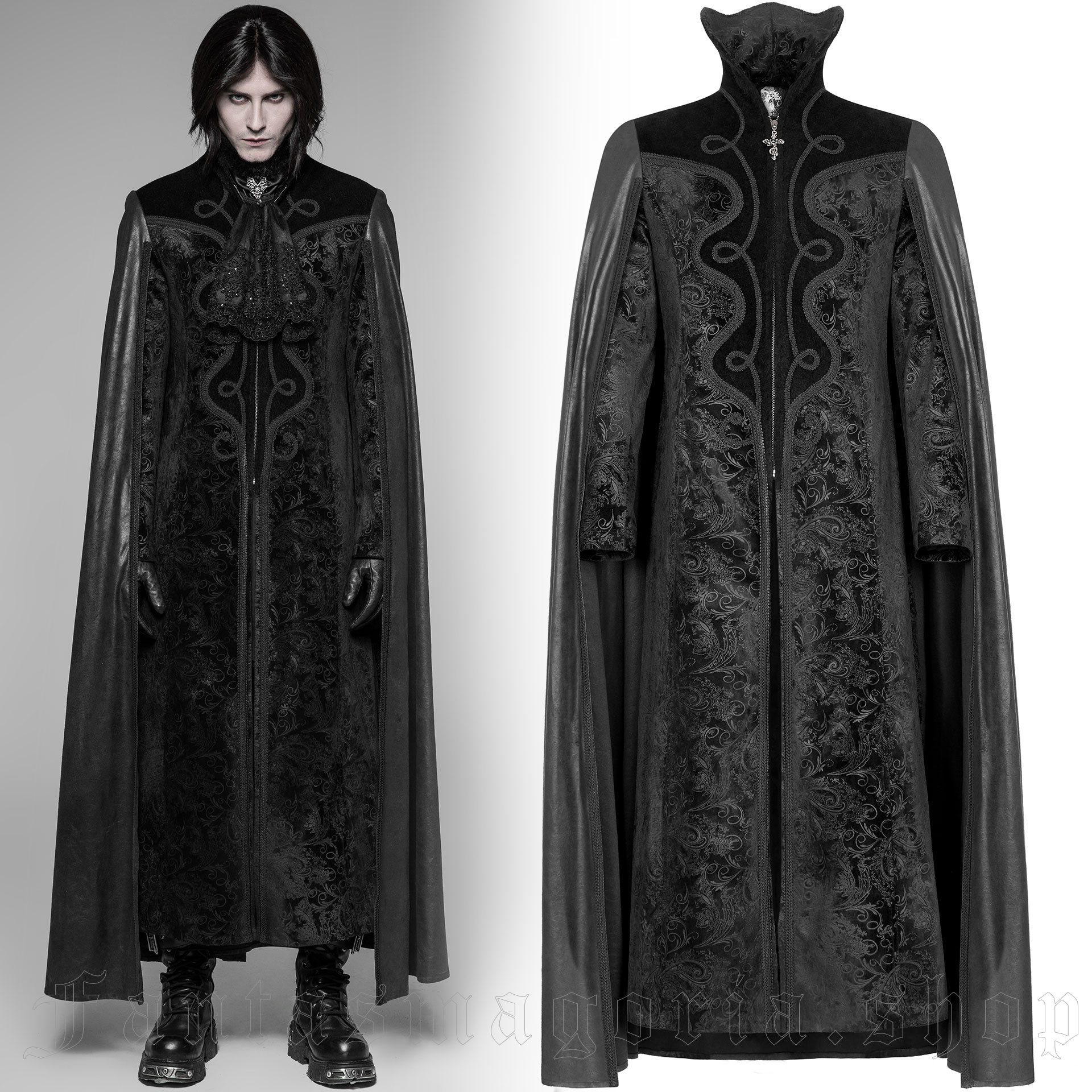 Black velvet coat with a mantle cape by Punk Rave.
