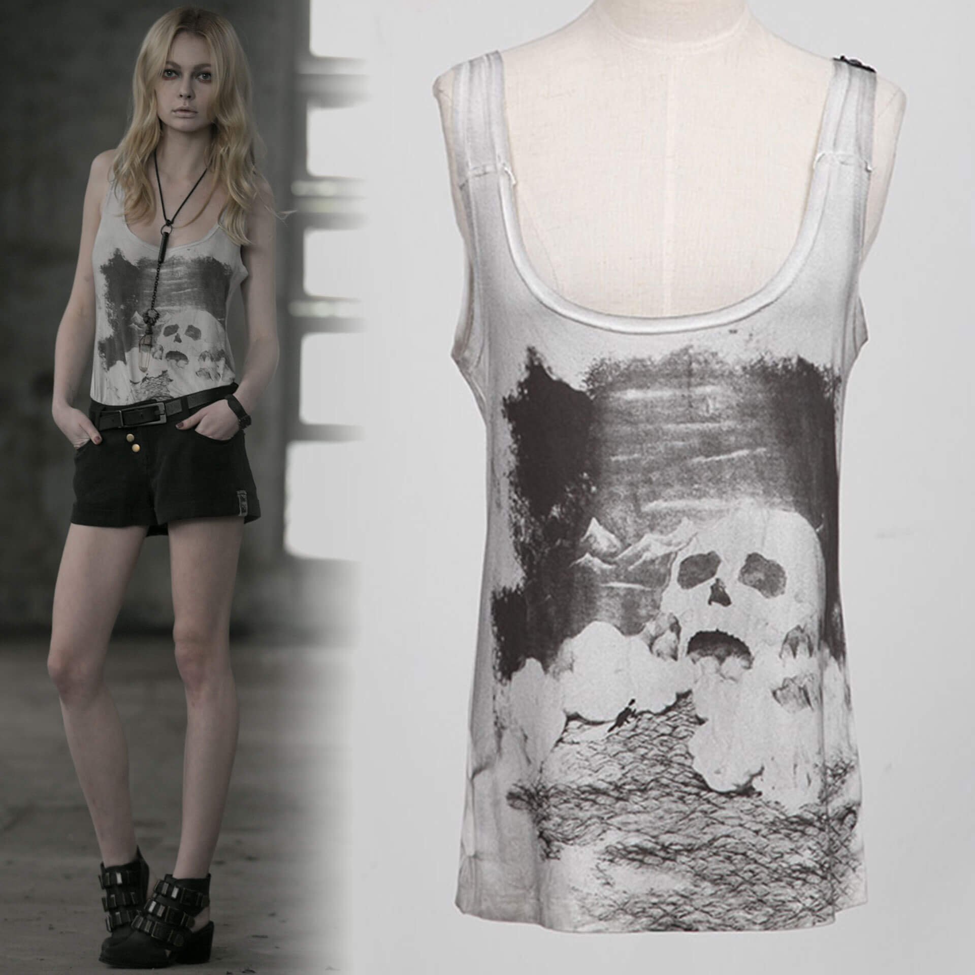 Watercolor White Top - Punk Rave - T-349/WH 1