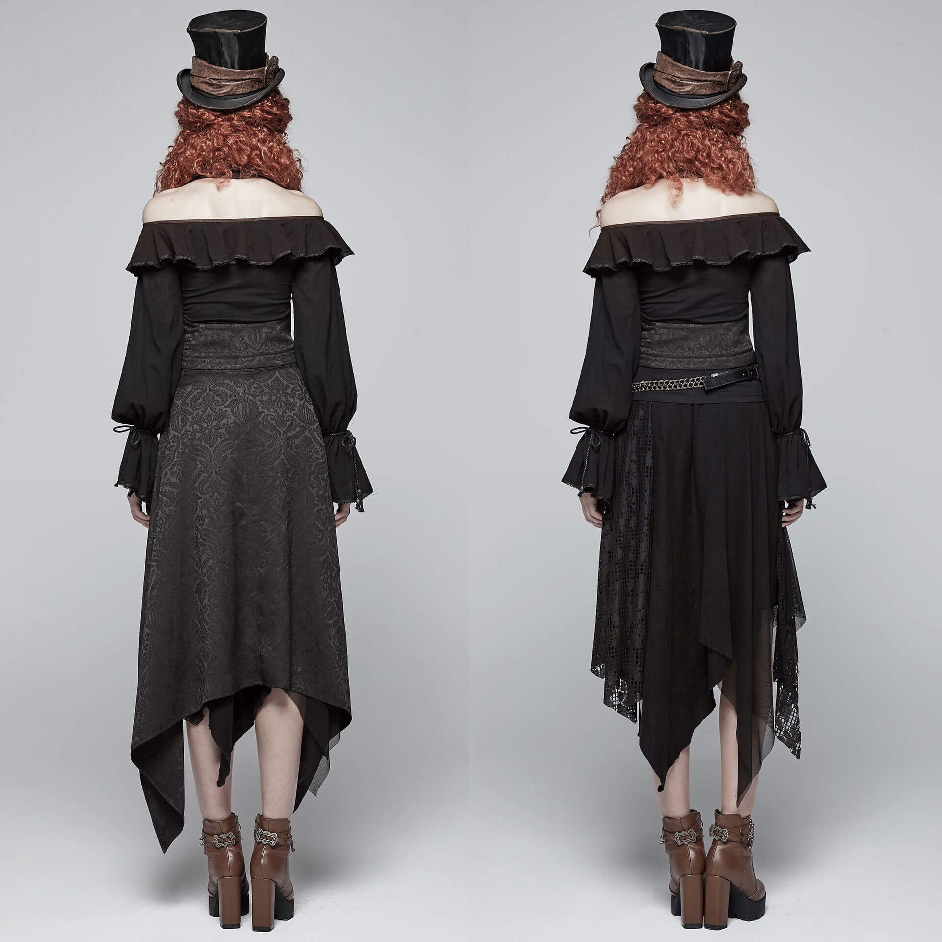 Black polyester/cotton brocade women`s halter vest by Punk