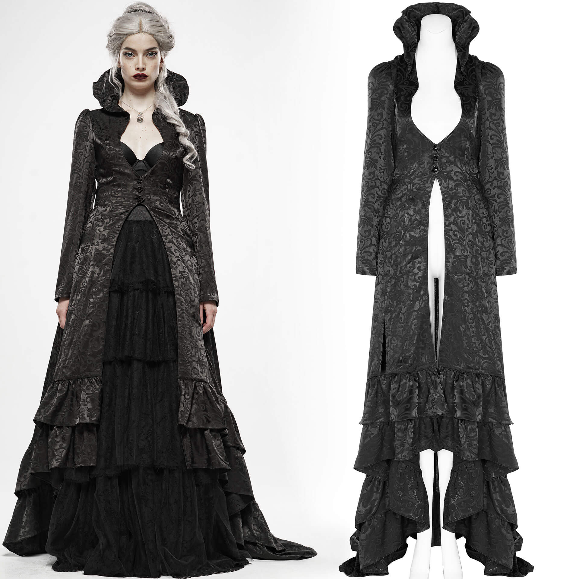 Obsidian Queen Coat WY-1137/BK by PUNK RAVE brand
