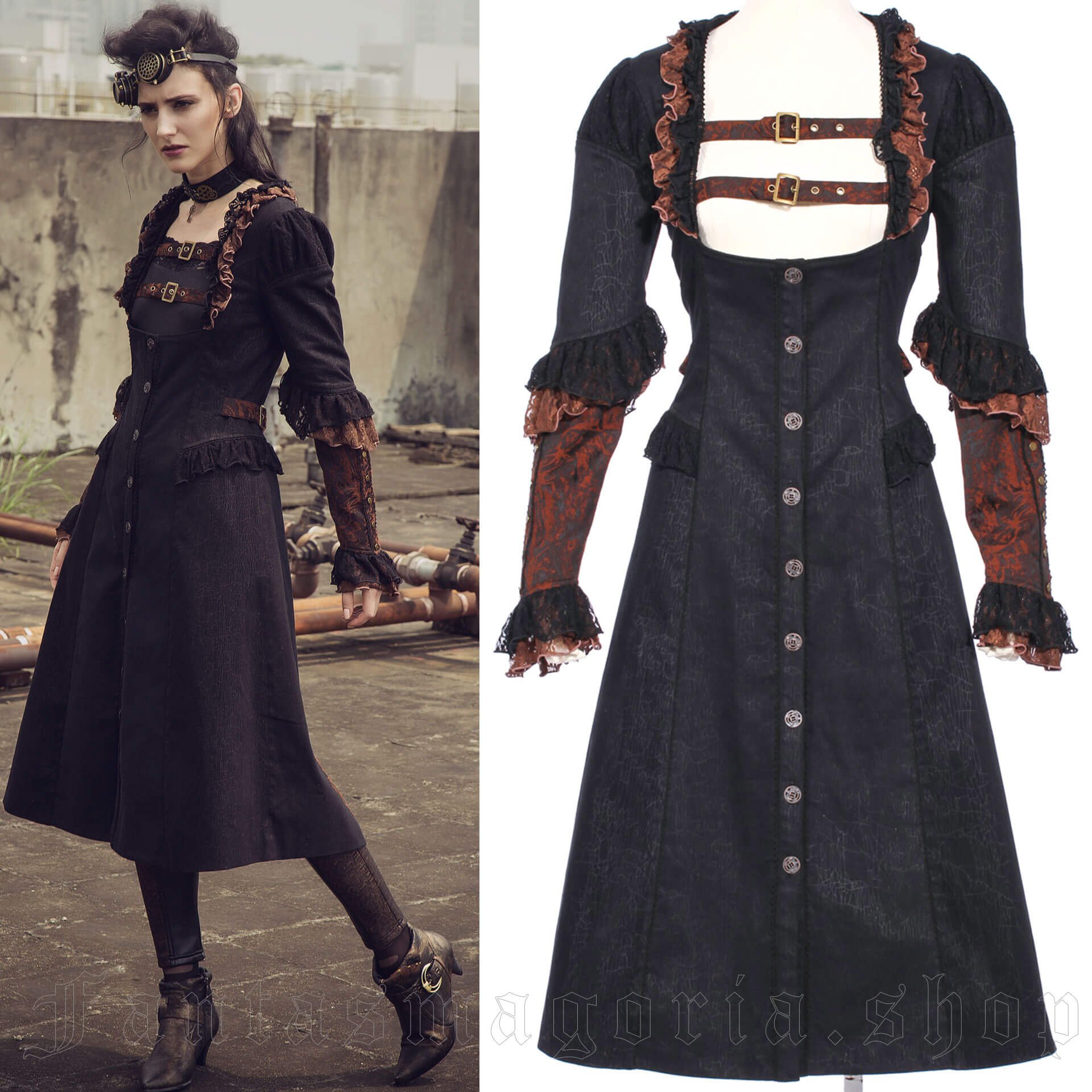 Brandy Polishing Perforate Steampunk and Neo-Victorian Gothic women`s black and brown