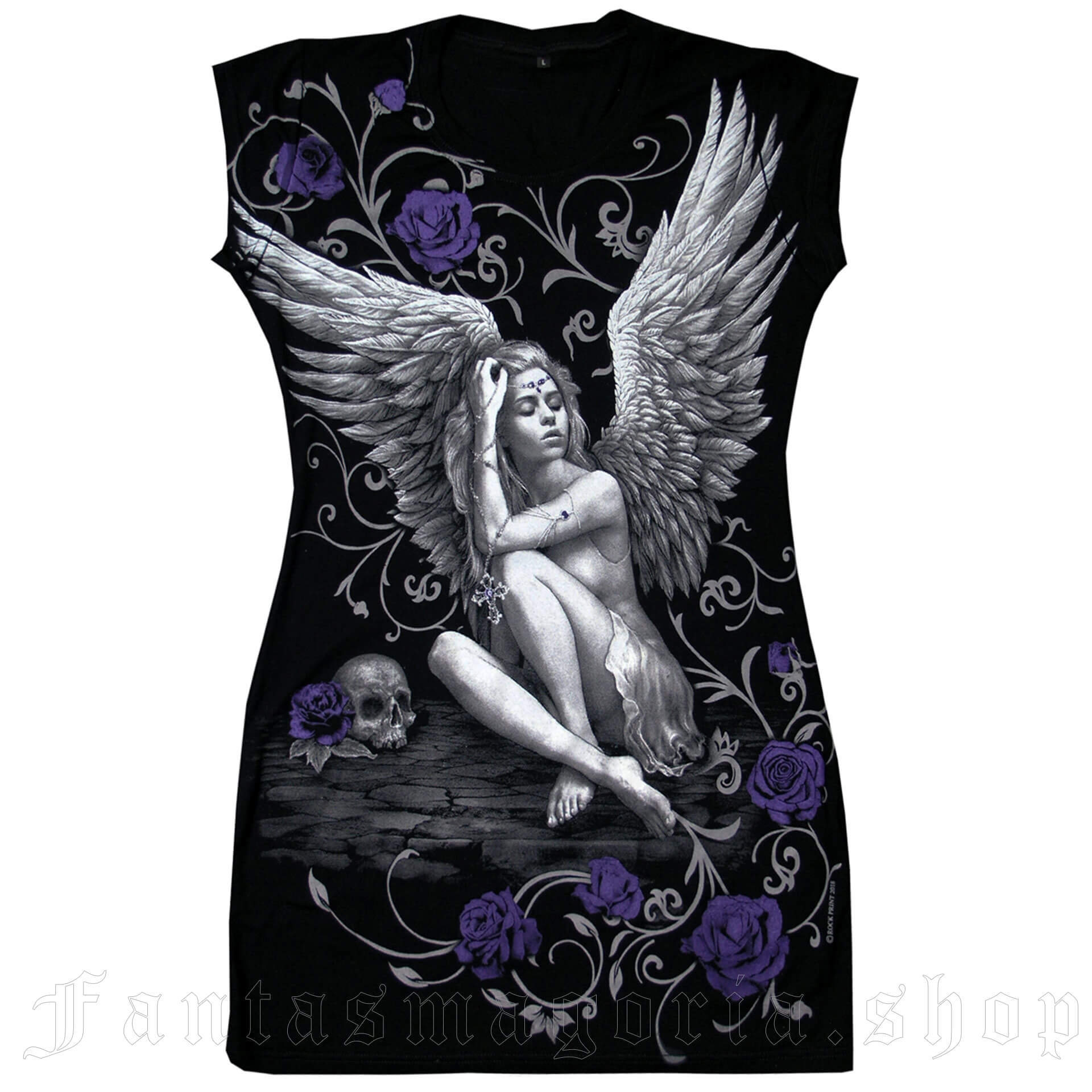 Fallen Angel Purple Roses Tunic by ROCK MERCH brand