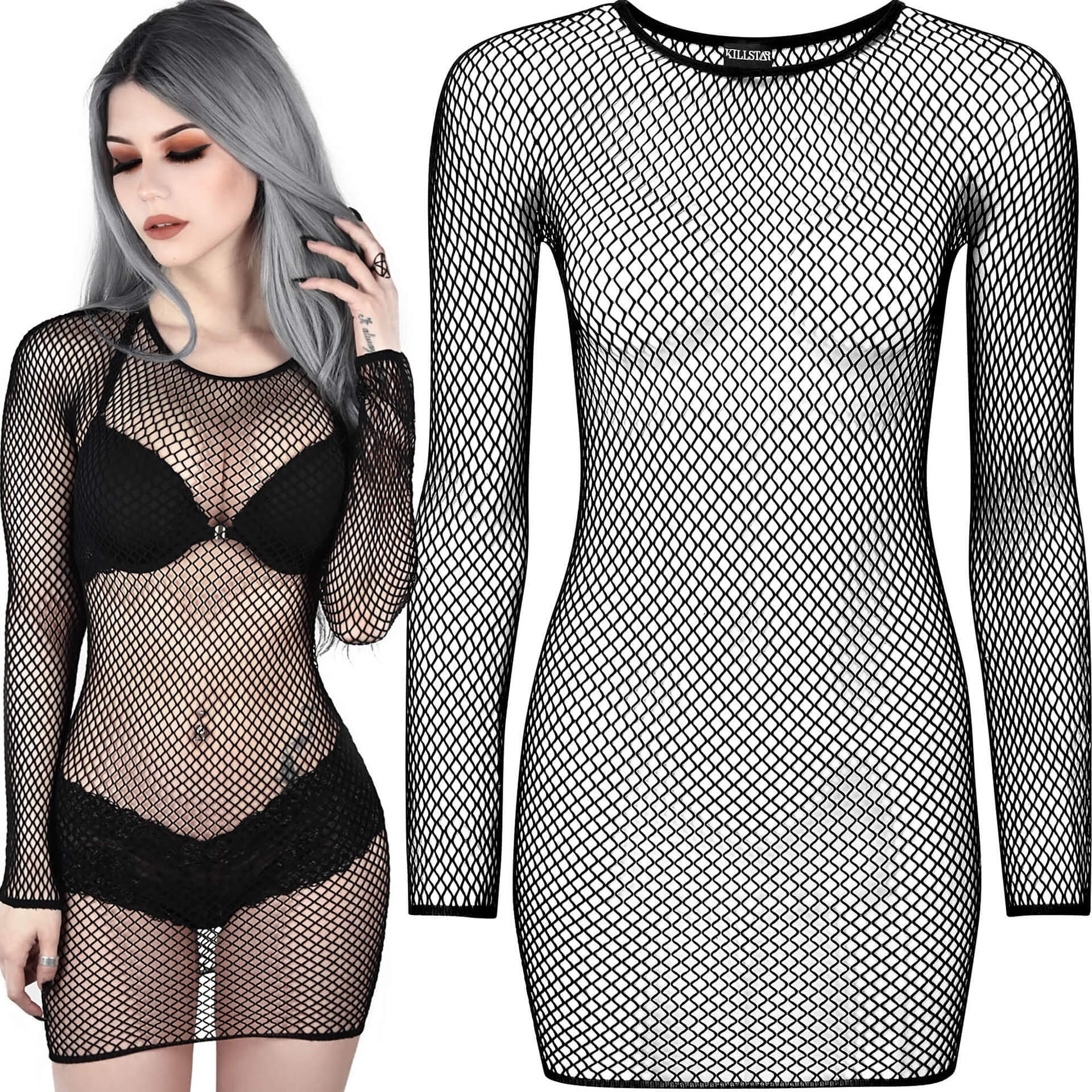 white fishnet bodycon dress