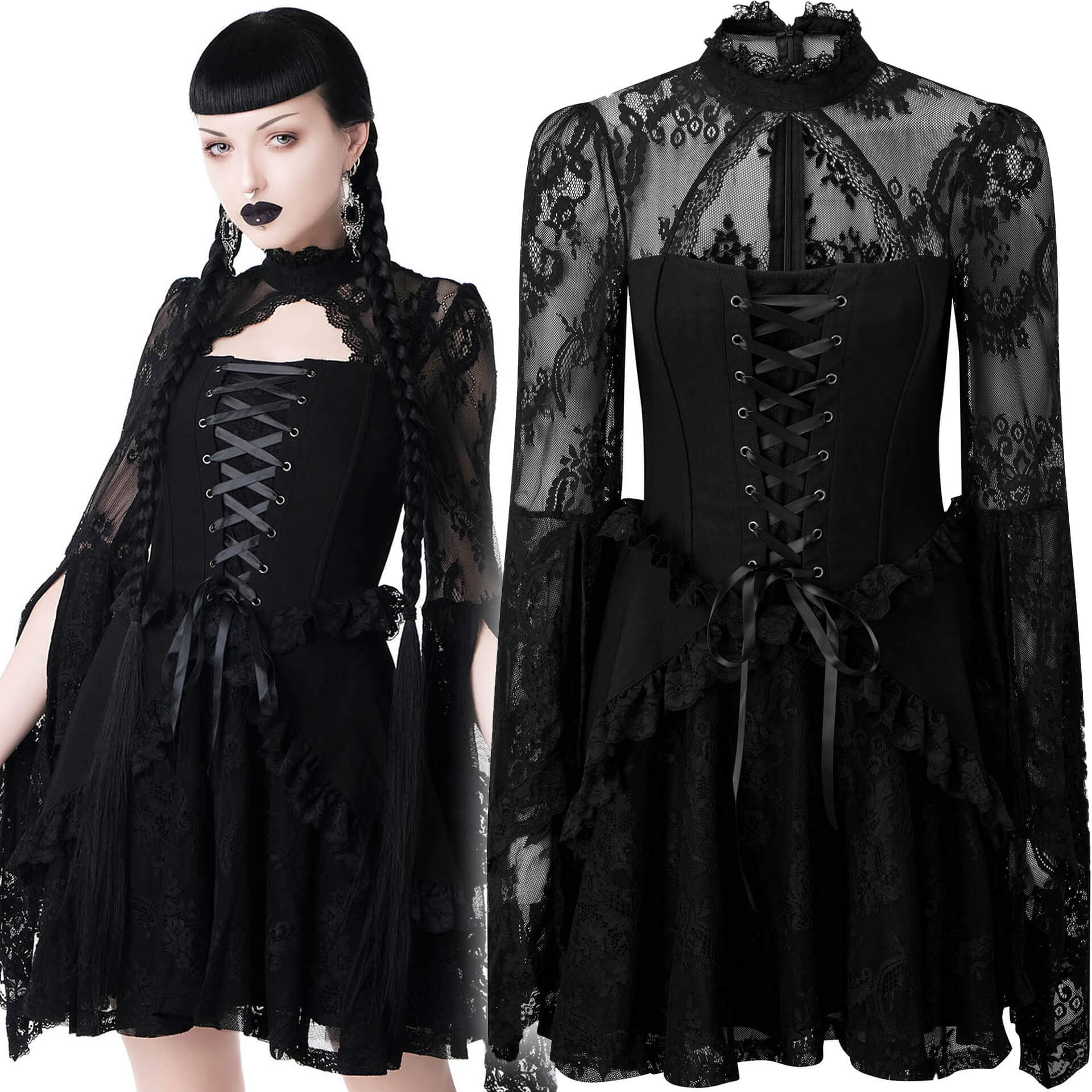 Dark Masquerade Dress KSRA002220 by KILLSTAR brand