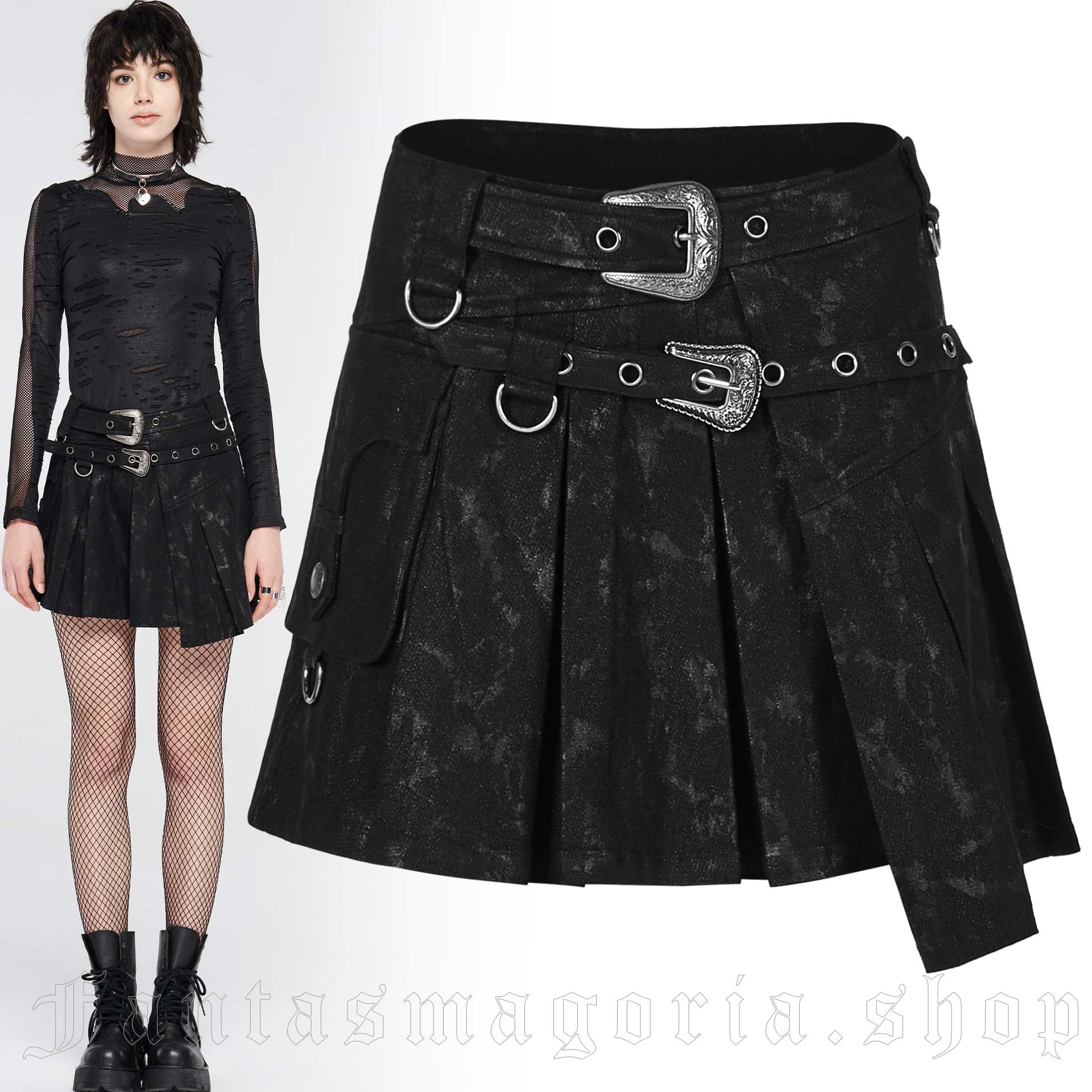 Apocalypto Black Skirt by PUNK RAVE brand