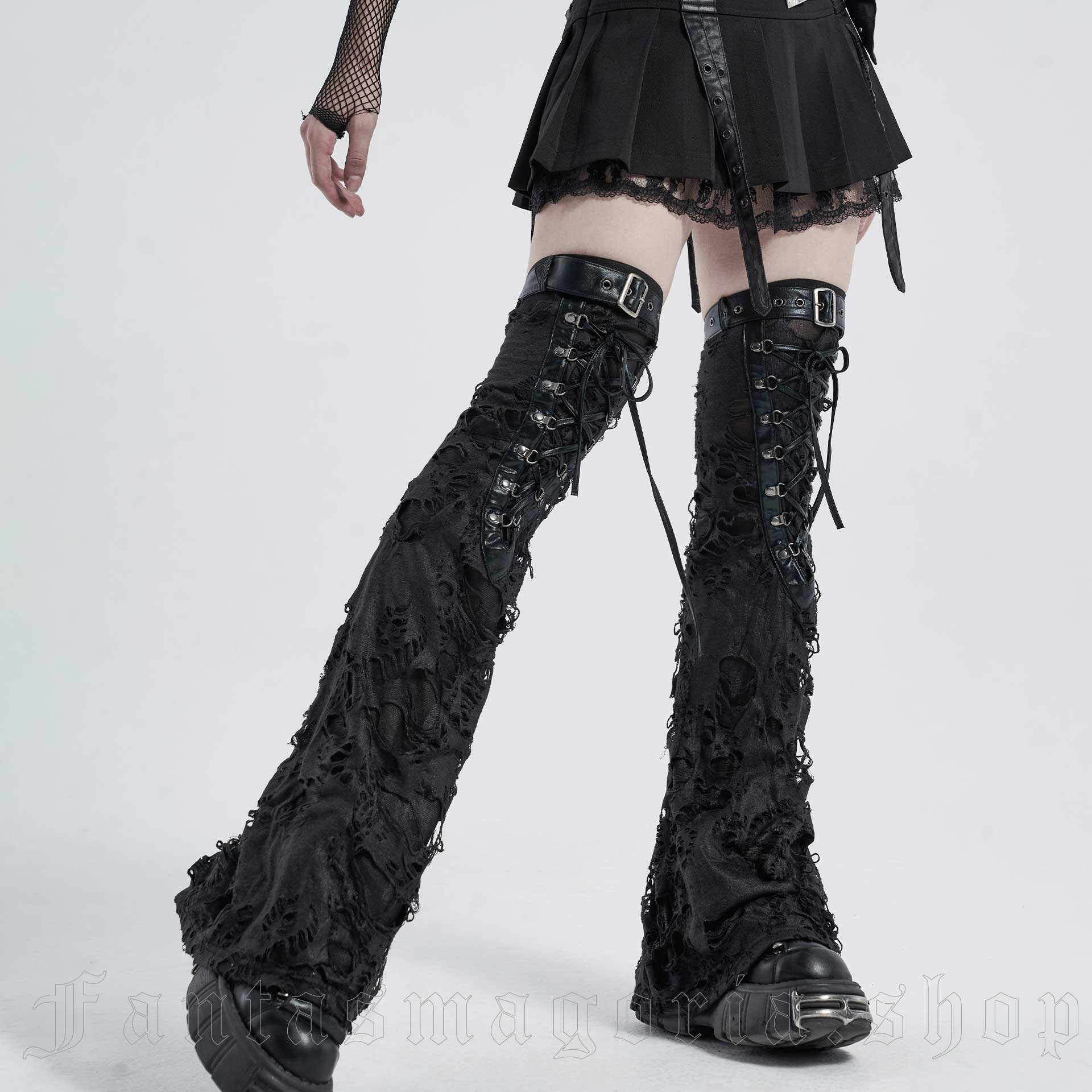 Release the Bats Black Leg Warmers by Punk Rave - Gothic Tights