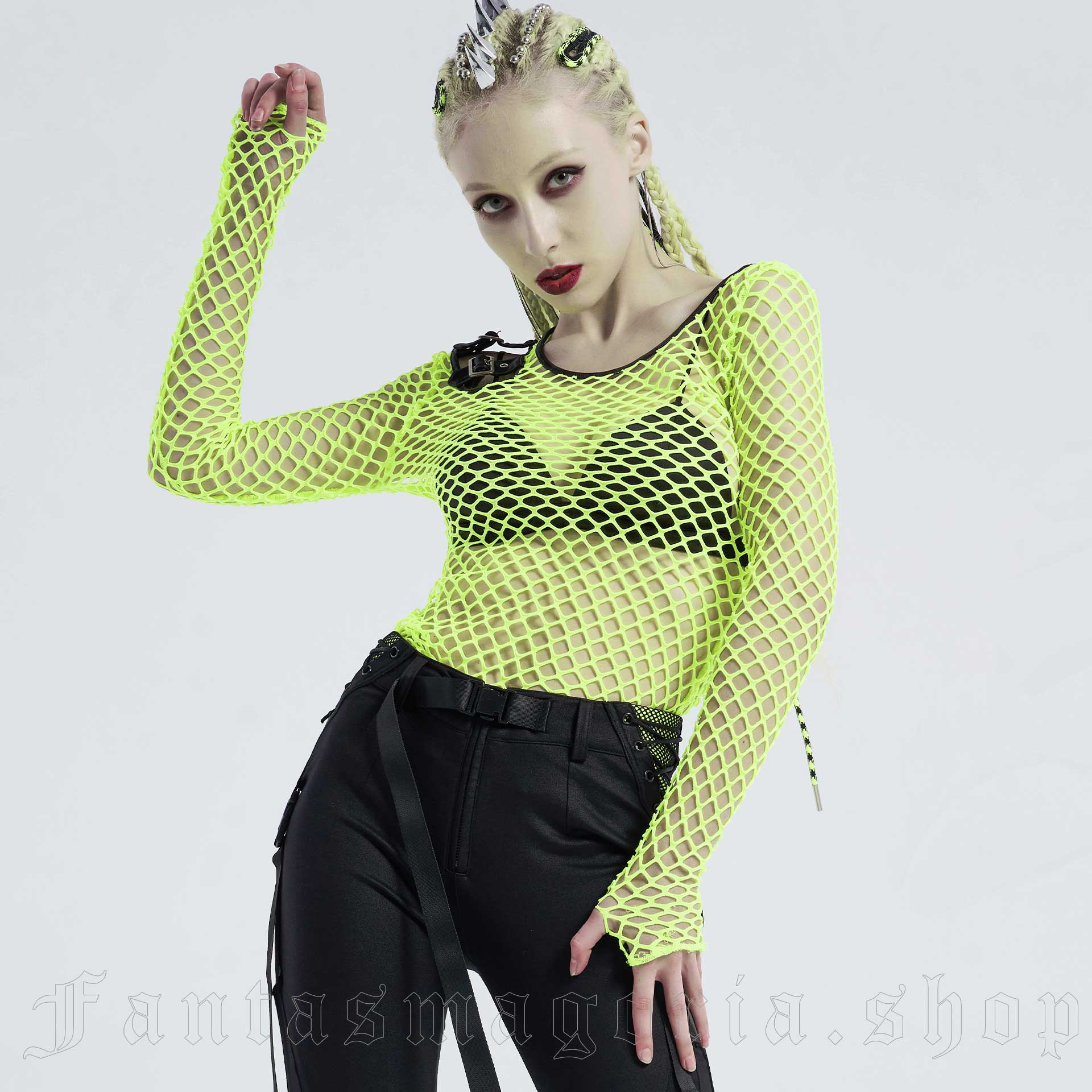 tom Synslinie Remission ClubbeXXX Neon Green Mesh Top by PUNK RAVE brand