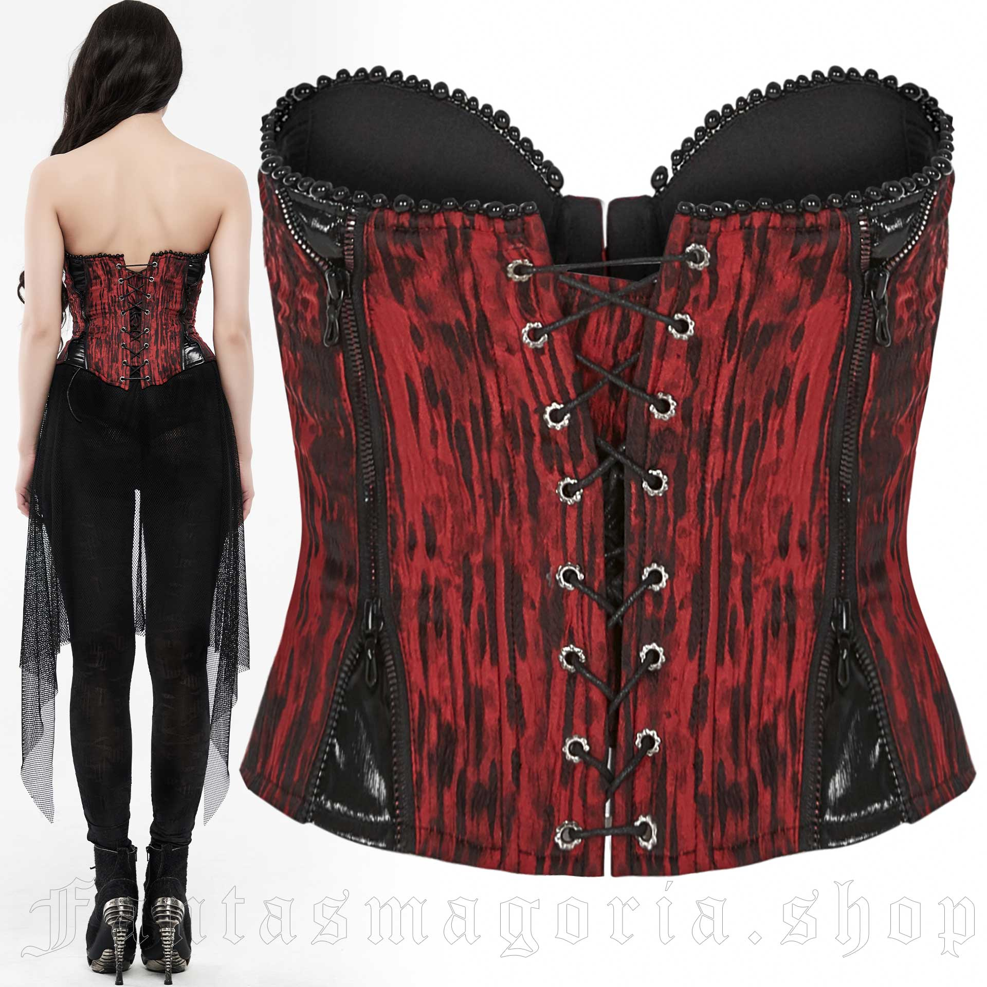 red corset top by the brand vaacodor. features black - Depop