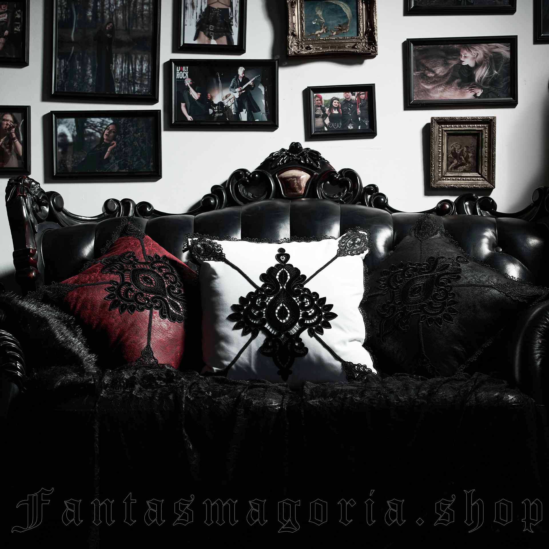 Gothic black pillow case by Punk Rave.