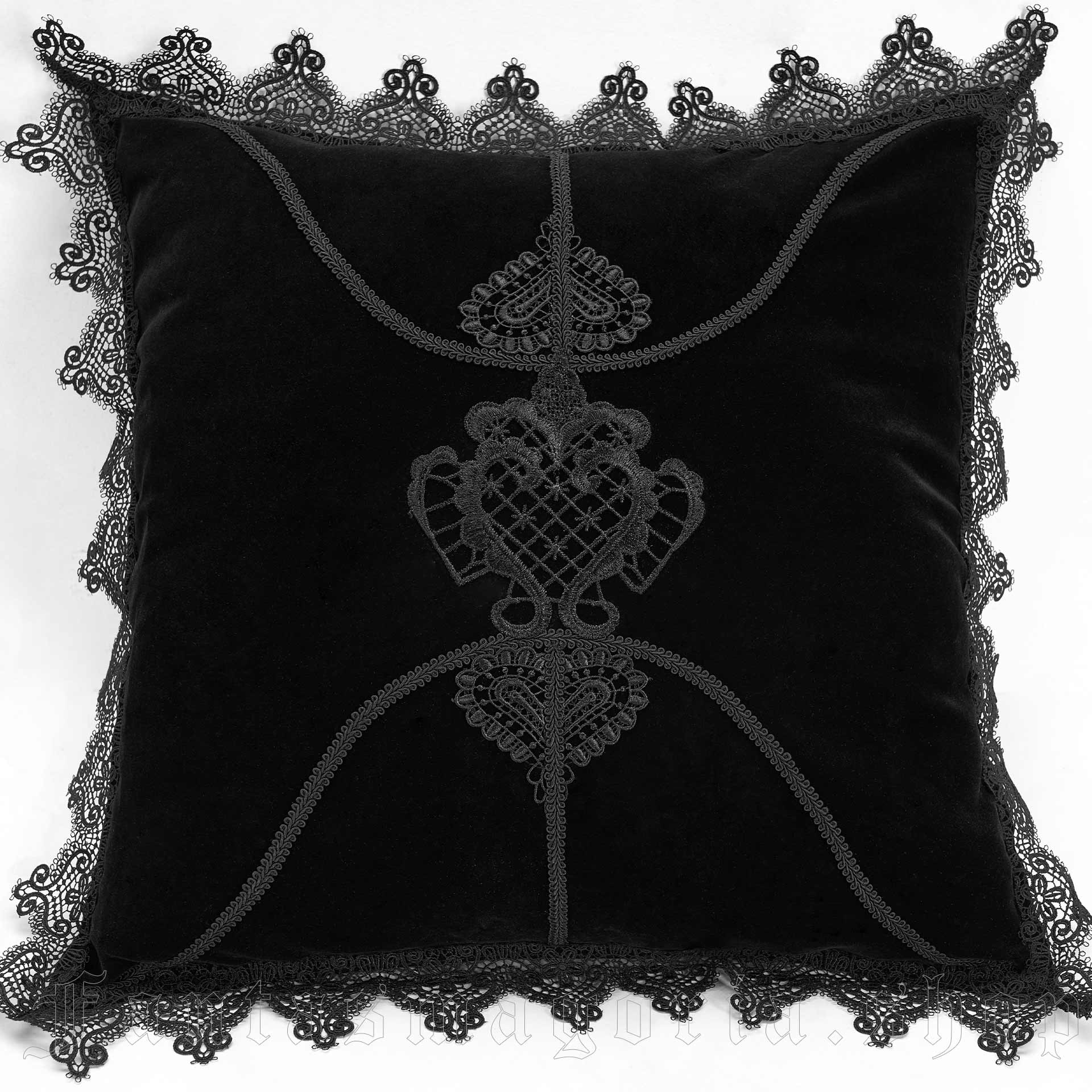 Gothic style decorative black pillow case.