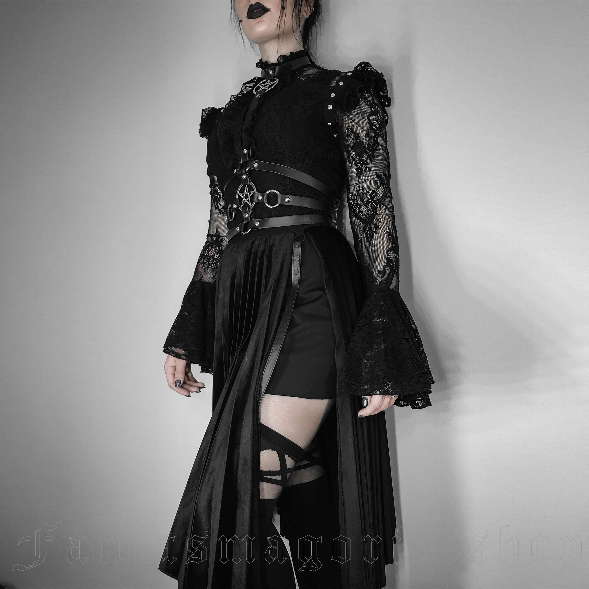 Punk Rave Black Gothic Punk Split Skirt for Women