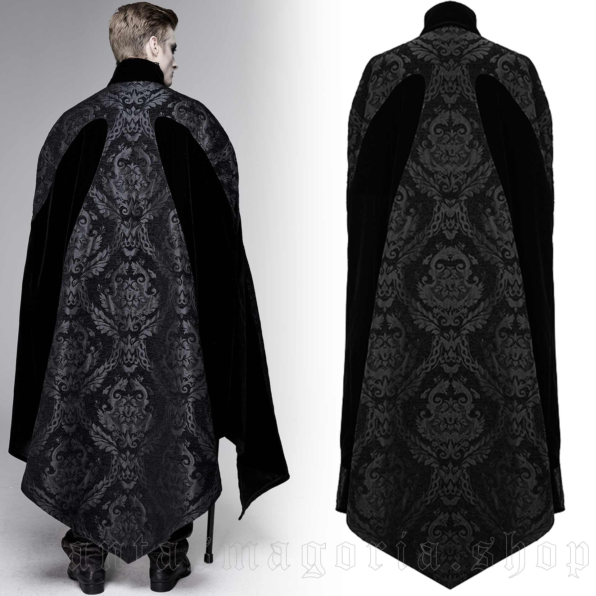 Gothic Palace Black Brocade Cloak by DEVIL FASHION brand