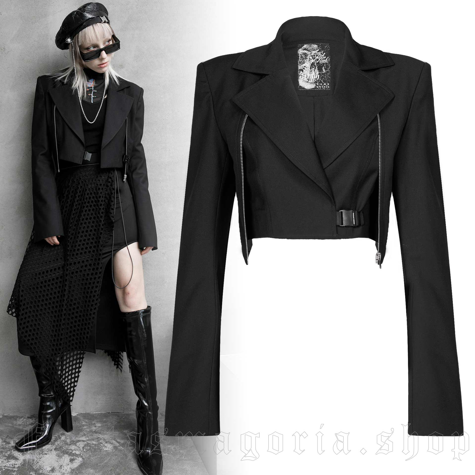 Techno Goth Cropped Jacket by PUNK RAVE brand