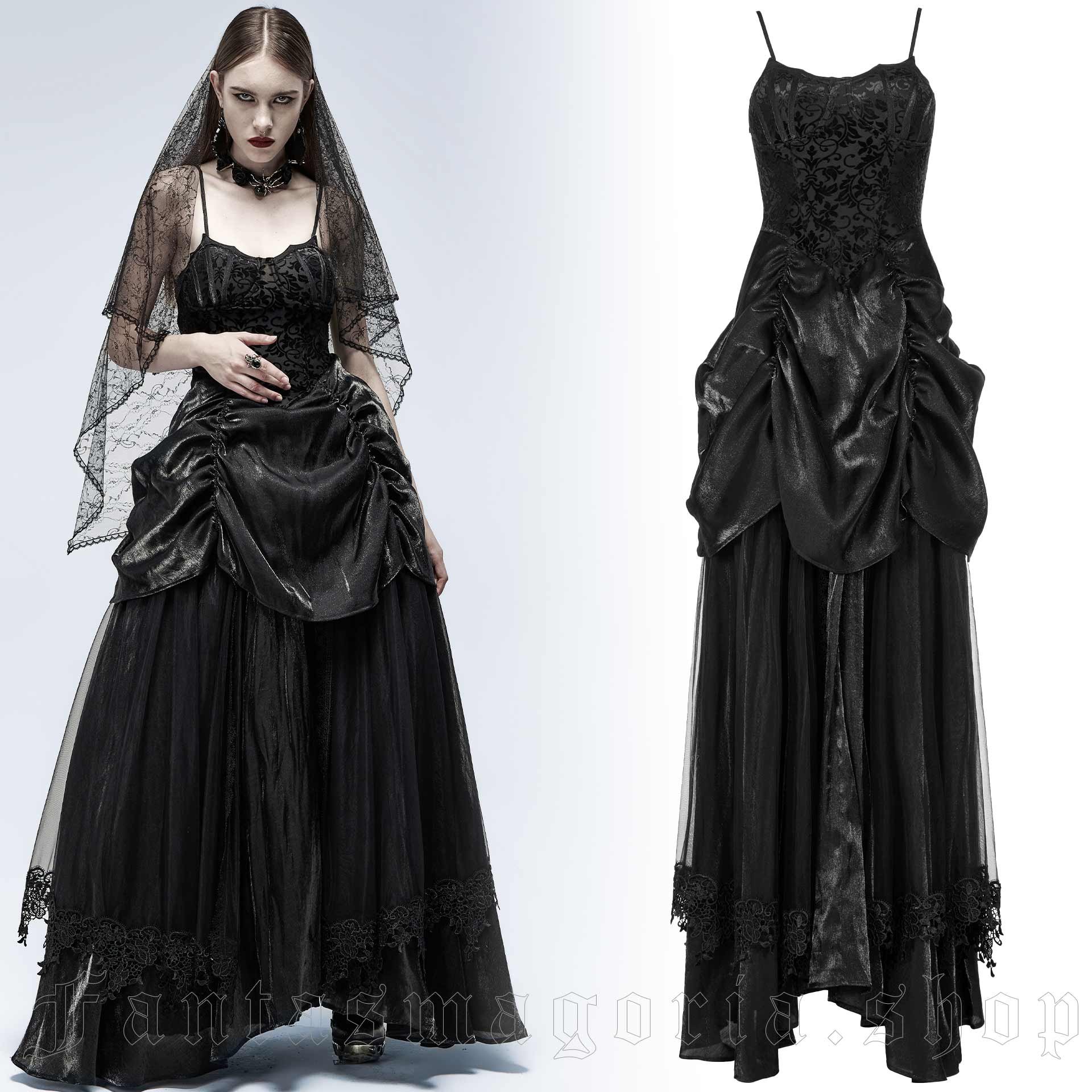 L-5xl Plus Size Gothic Women Adjustable Straps Dresses Classic Black Punk  Dress