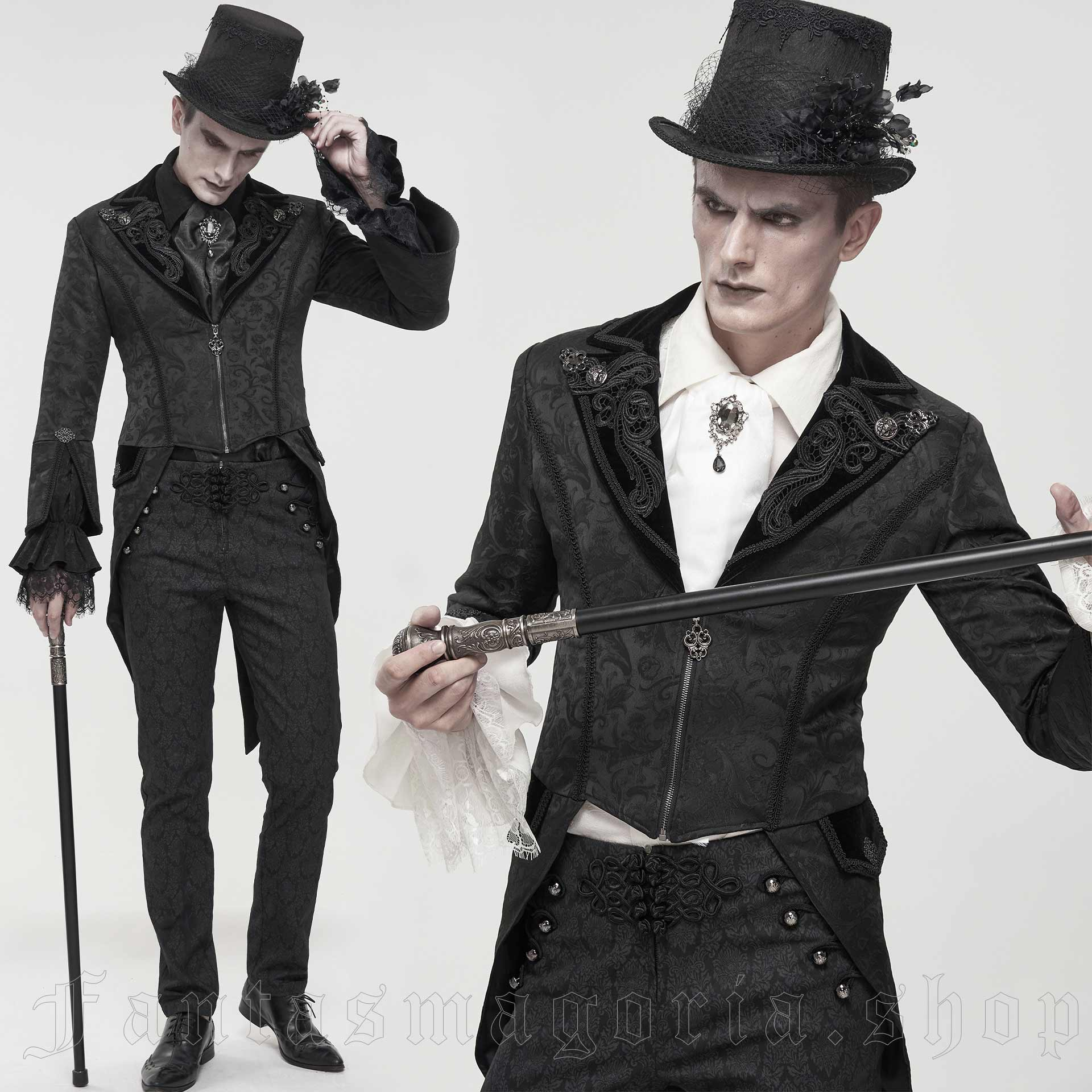 Devil Fashion CT022 Men's Vampire Victorian Gothic Jacket - Black