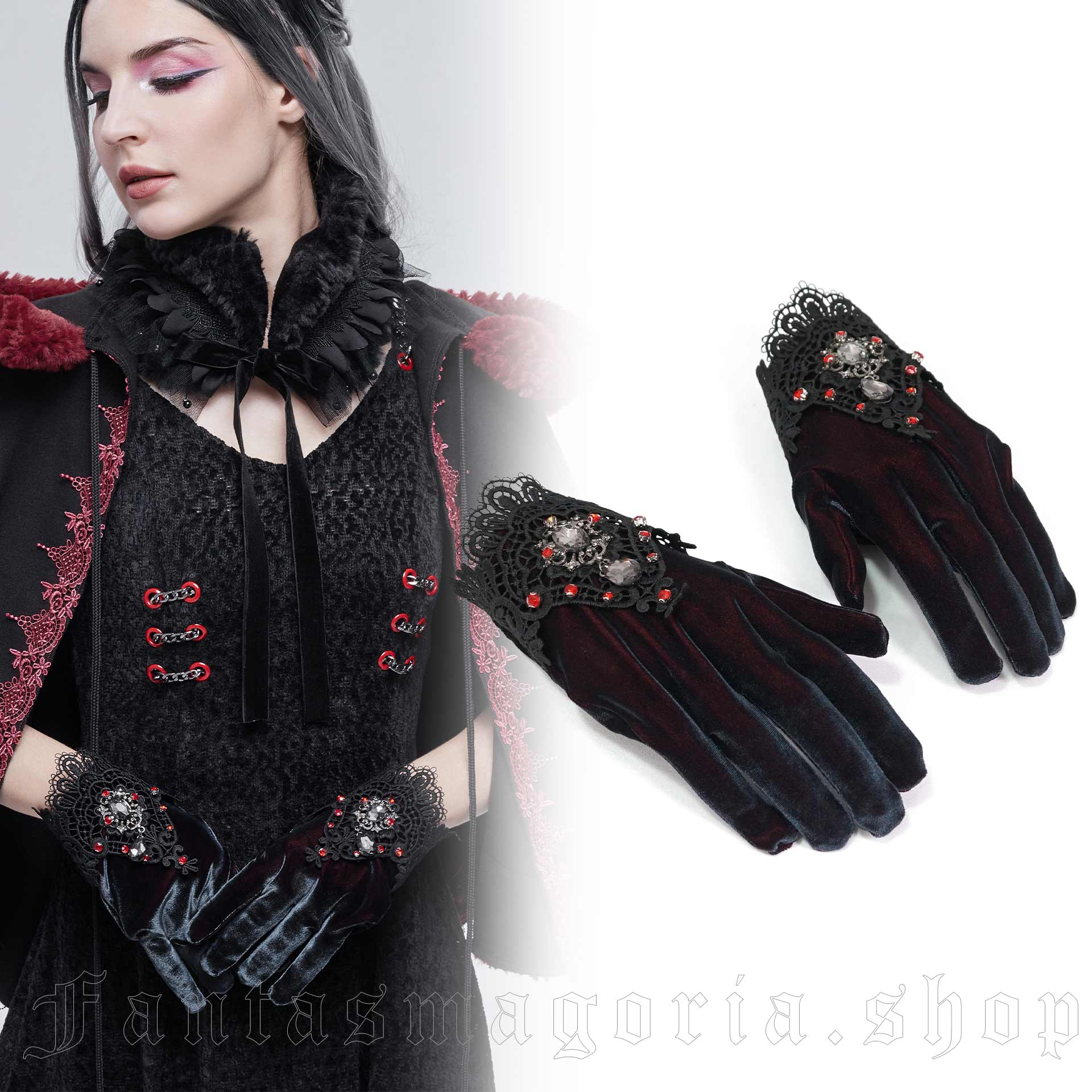 Elegant Velvet Evening Gloves GOTHIC VAMPIRE Victorian 