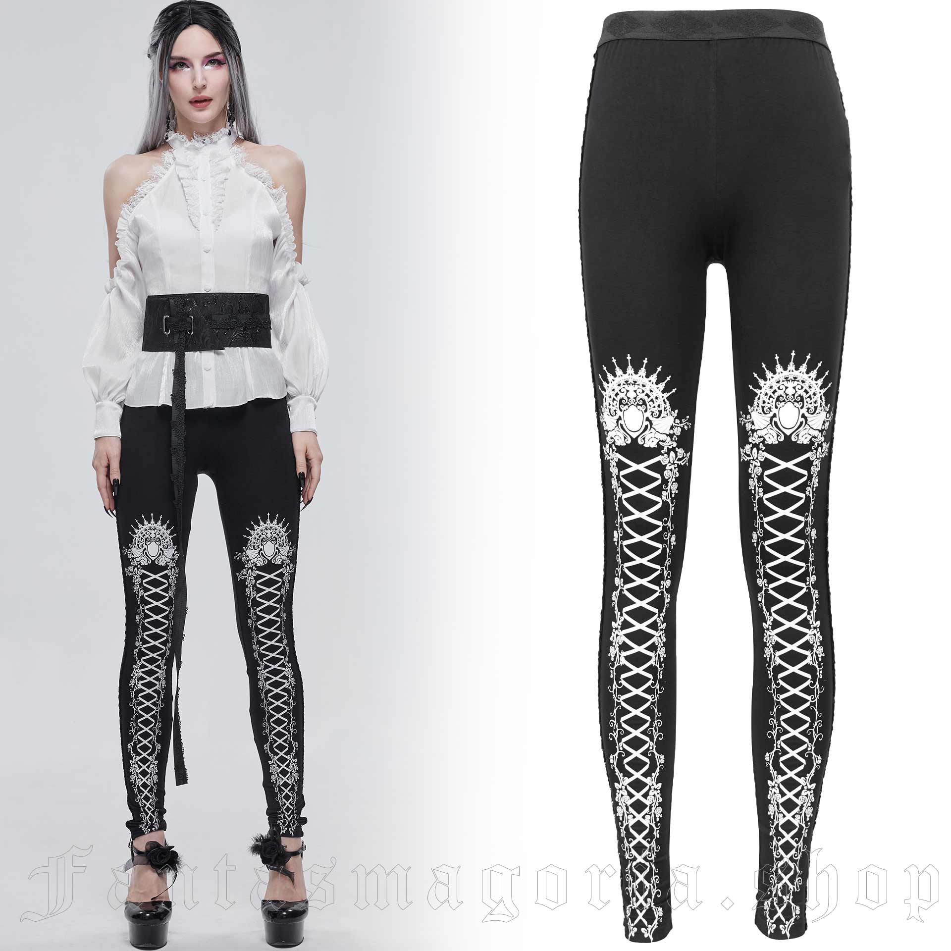 Gothic Lolita Leggings PT14701BK/WH by Devil Fashion brand