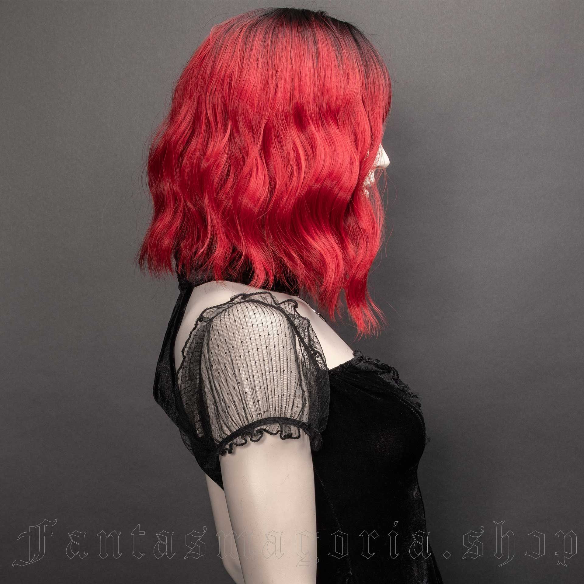 Starlet - Red Wavy Synthetic Hair Short Bob Wig With Bangs