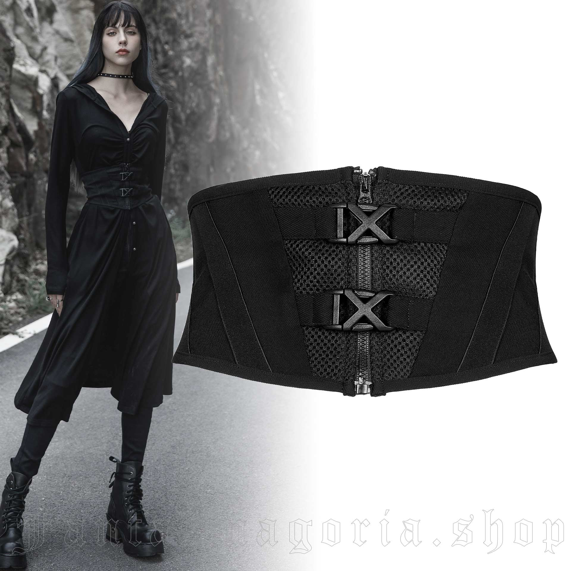Lace & Leather Corset Belt Costume Corset for Goth 